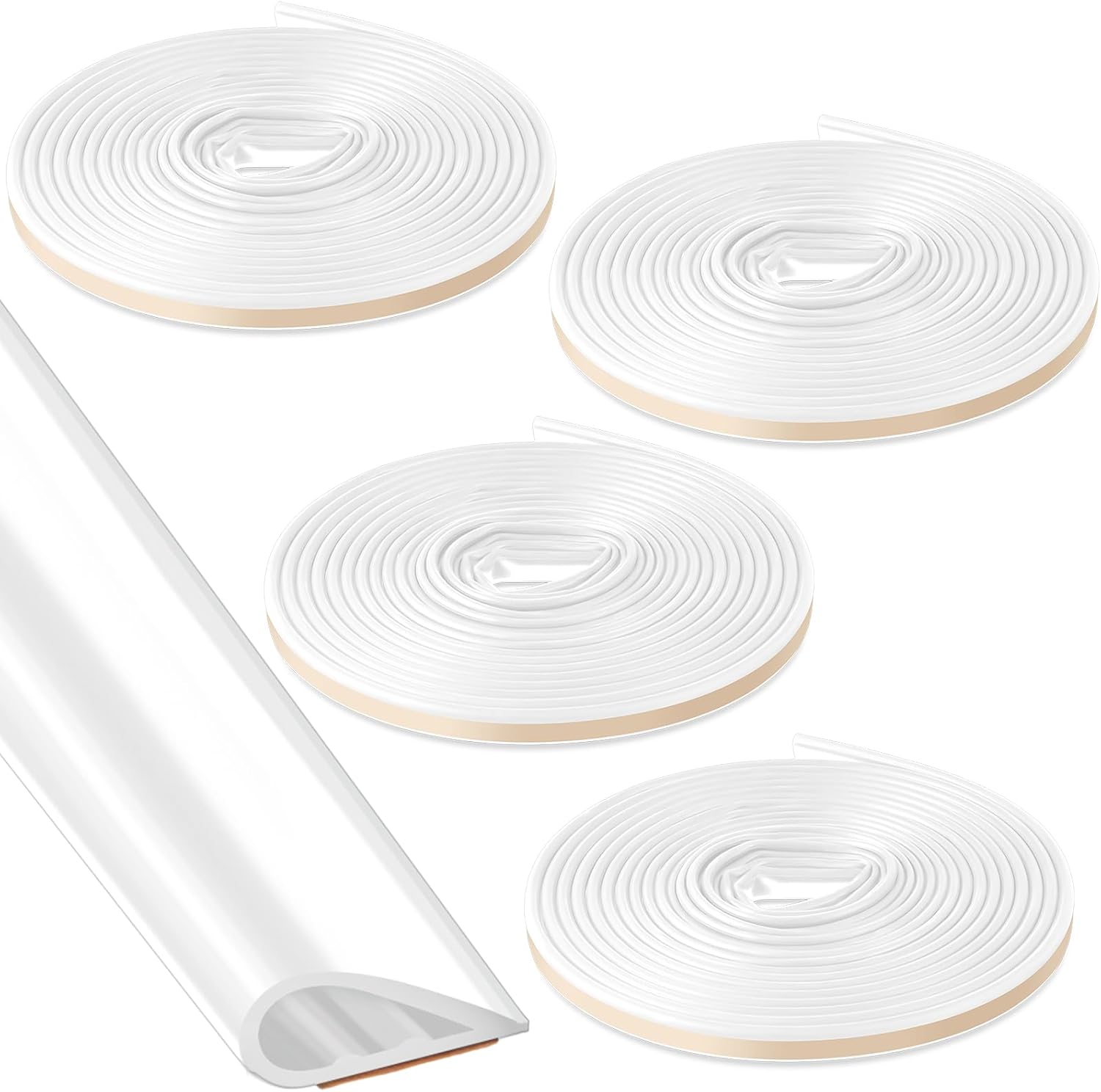 4 Pcs Adhesive Fire/Smoke Gasketing Flexible Silicone Rubber Gasket Smoke Seal for Door Window Indoor Outdoor Commercial Weather Stripping (0.5" W X 0.25" H X 20' L,White)
