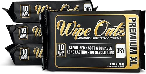 Wipe Outz Toallas de tatuaje extragrandes DRY Toallitas de tatuaje premium para durante el cuidado posterior de tatuajes, Pmu y tatuajes Toallitas