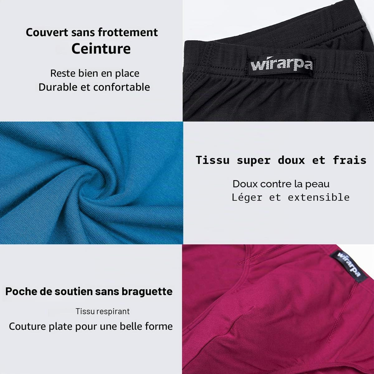 wirarpa Slip Homme Elasticité Microfibre sous Vetement Taille S-XXXL