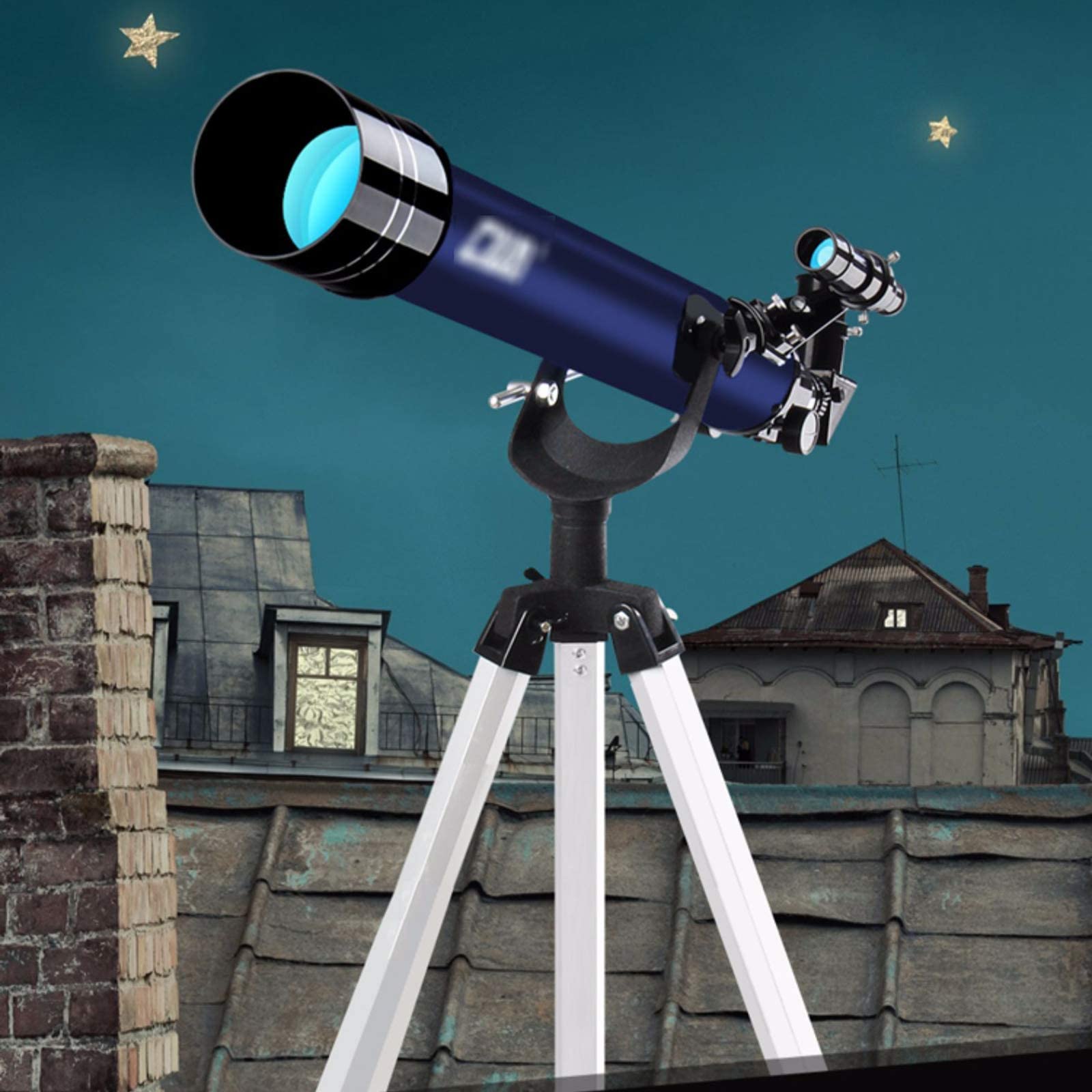 Telescopio, telescopio rifrattore con Apertura da 70 mm per Bambini Principianti, telescopio da Viaggio con Borsa per Il Trasporto, treppiede ad Altezza Regolabile, Compatto e Portatile