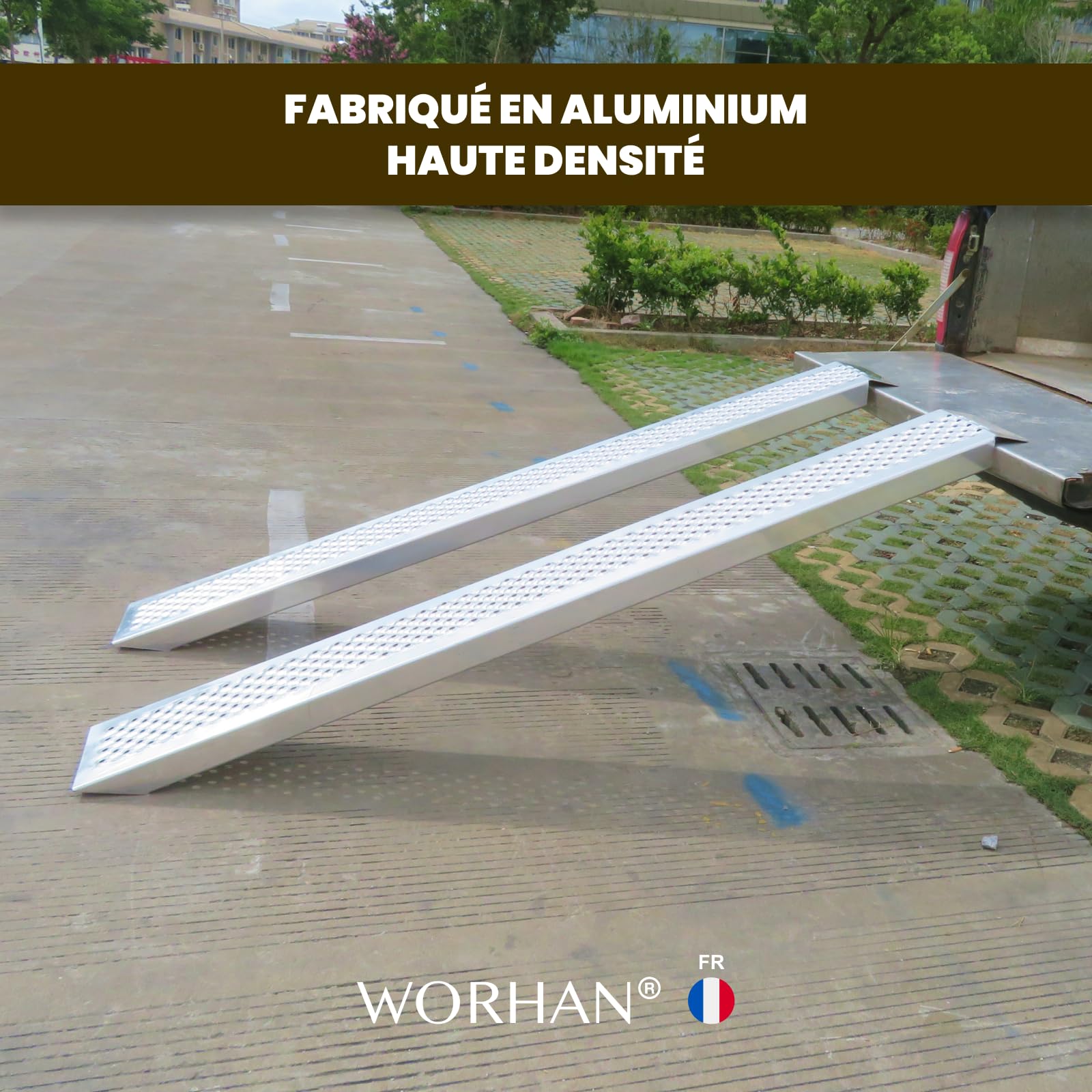 Rampes de Chargement 200cm Robustes Tracteur Moto Remorque Aluminium jusqu'à 1000kg LR7H