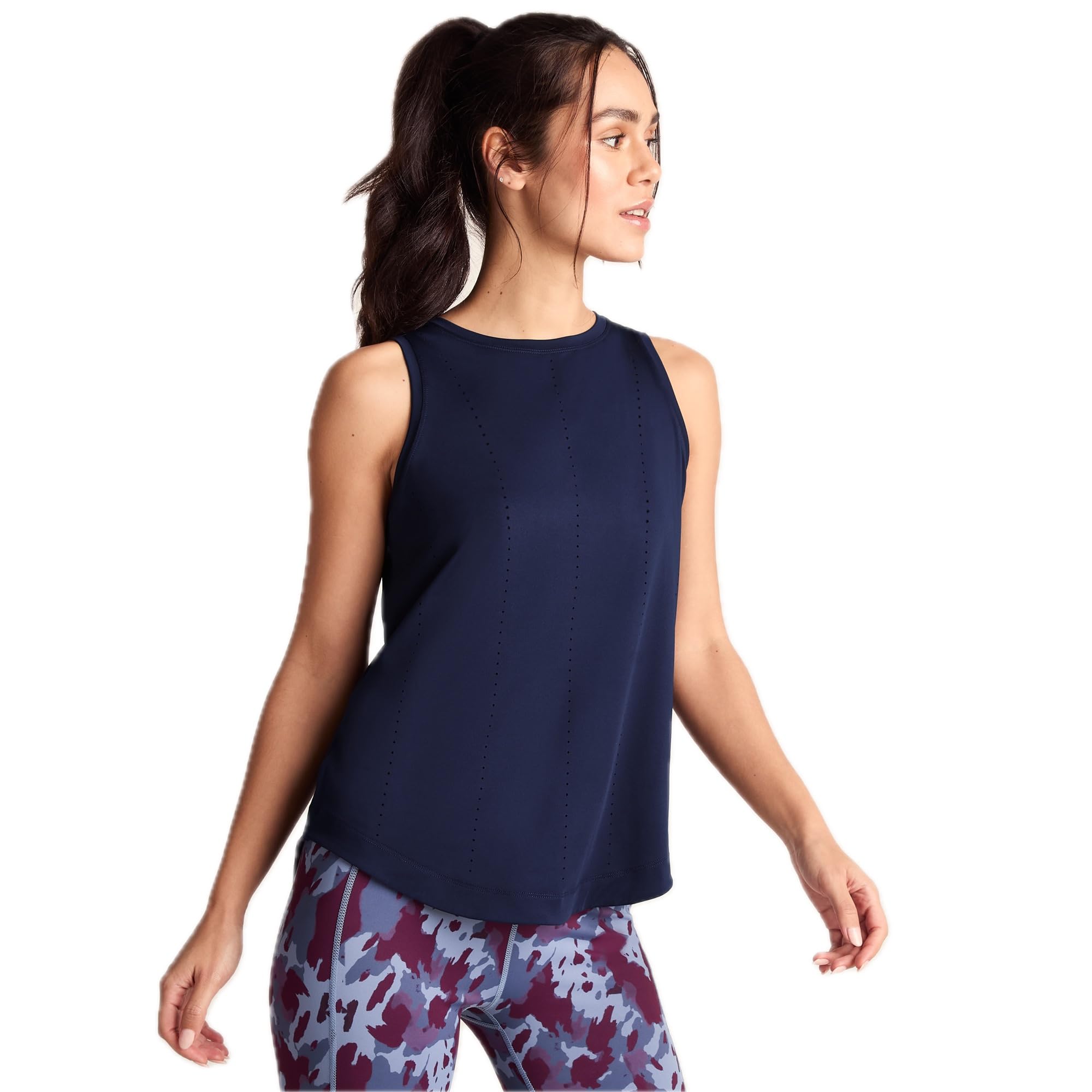 TOG24 Brielle Womens Tech Vest, Lightweight, Quick Wicking, Ladies Activewear, High Neck, Laser Cut, Women's Gym Vest Oxford Blue