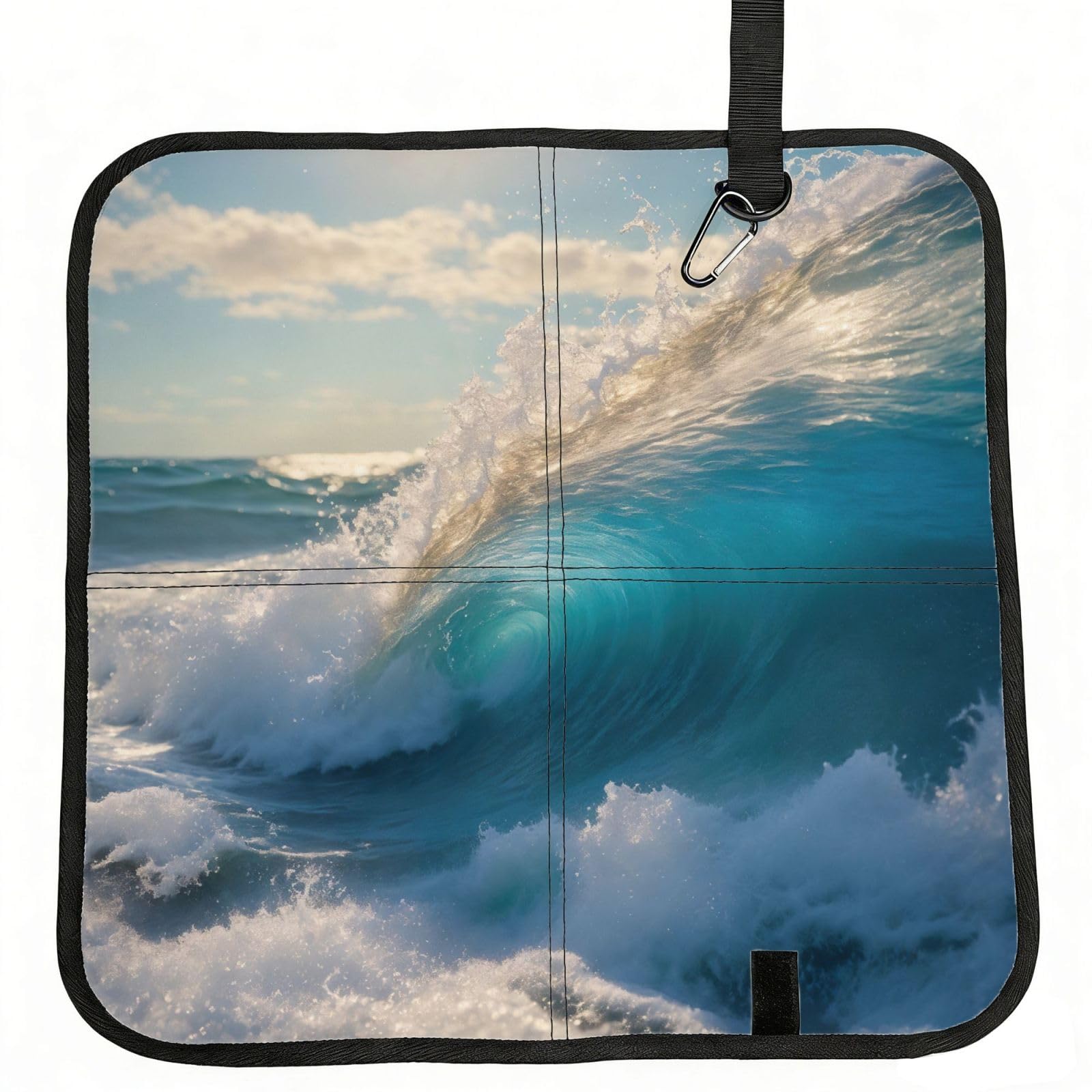 PPHGUT Ocean Sea Wave Print Foldable Seat Cushion Waterproof Portable Chair Pad Travel Outdoor Picnic Camping