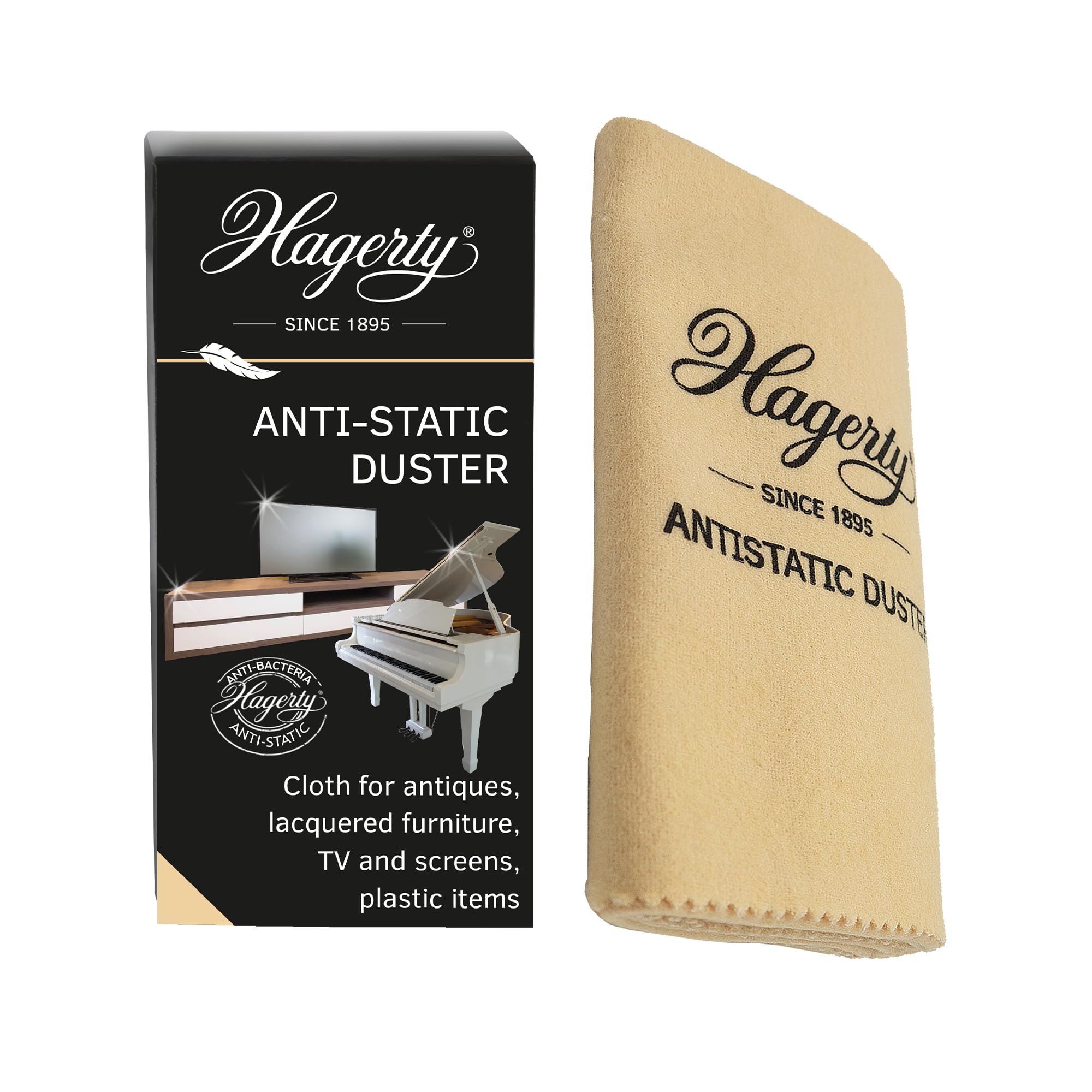 HAGERTY Anti Static Duster 36x55cm I Cleaning Cloth for the Care of Sensitive Surfaces 100% Cotton I Antistatic Dust Cloth to Produce a Gloss Finish I Protection Against dust deposits