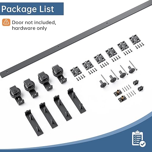 Miniatura 7 de EaseLife Kit de riel de 48 pulgadas para puerta corrediza de granero plegable para 4 puertas de armario, montaje lateral, resistente, se desliza