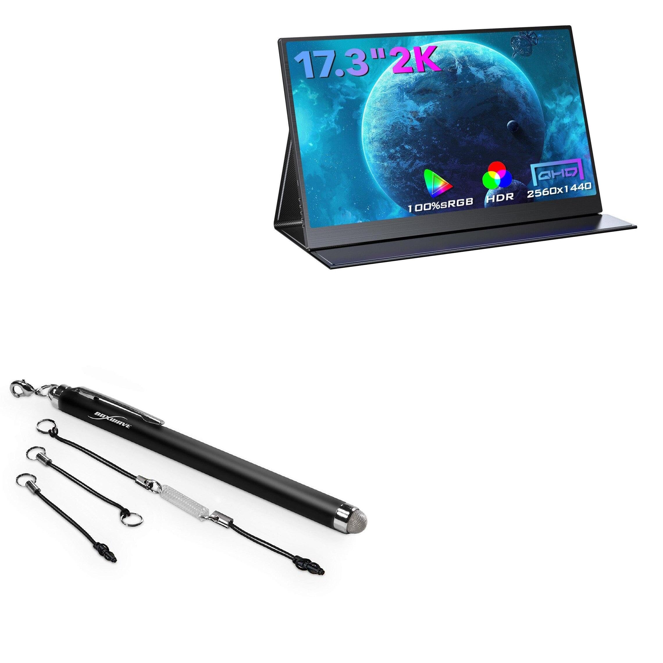 BoxWave Stylus Pen Compatible with EVICIV 2022 2K Portable Monitor (17.3 in) - EverTouch Capacitive Stylus, Fiber Tip Capacitive Stylus Pen - Jet Black