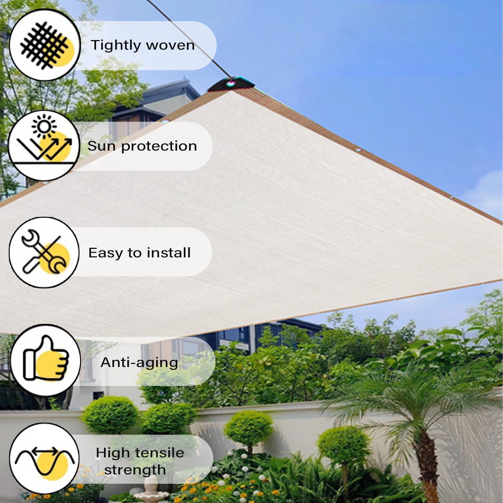 Toldo blanco para exteriores, protección UV y transpirable, aislamiento térmico, efecto refrescante, perfecto para suculentas, verduras, jardín y balcón, solución versátil para toldo