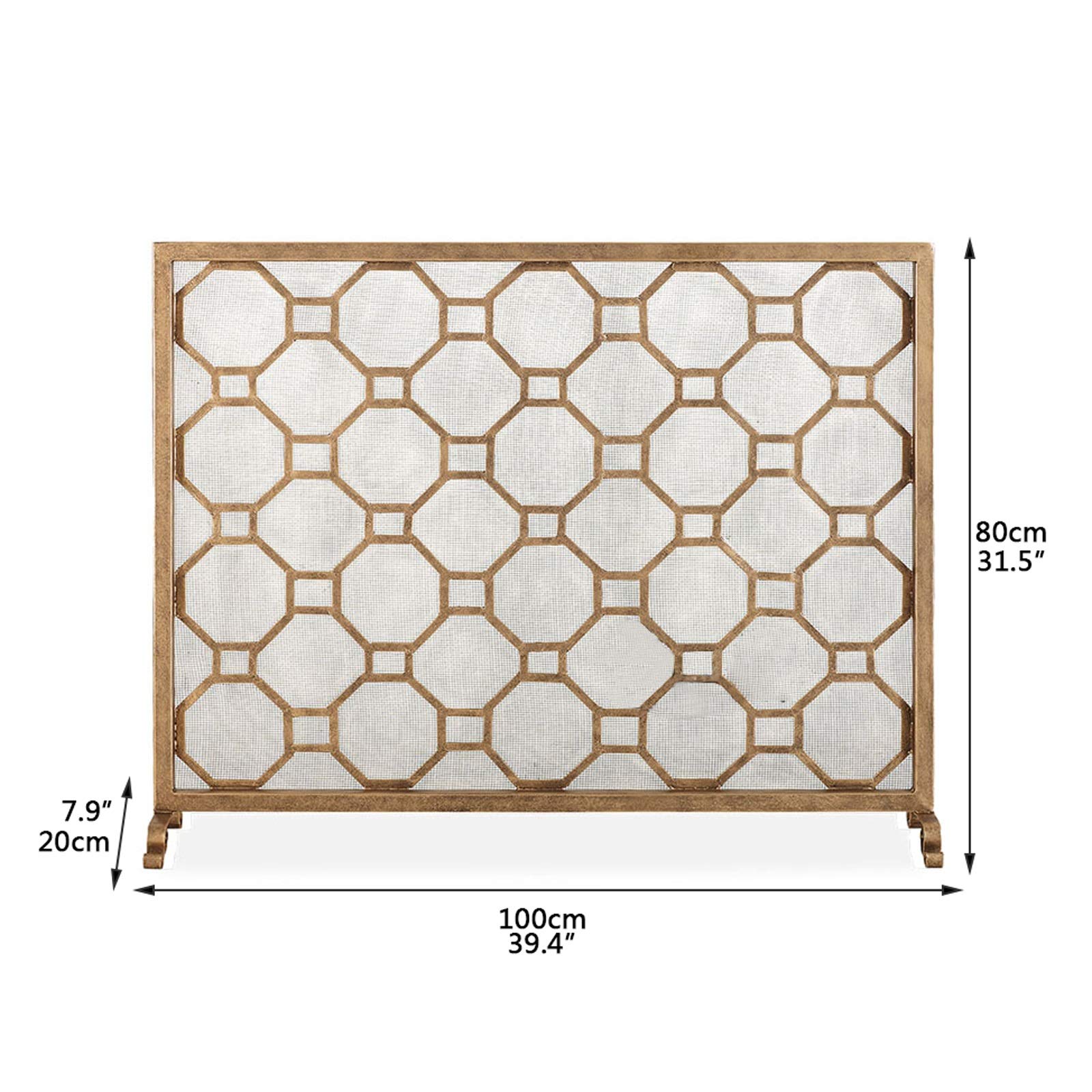 Schermi per Caminetti di Guardia Schermo camino Schermo in ferro battuto con maglia metallica decorativa decorativa scintilla indipendente con regione moderna, 39.4 "W x 31.5" H x 7.9 "D Accessori per