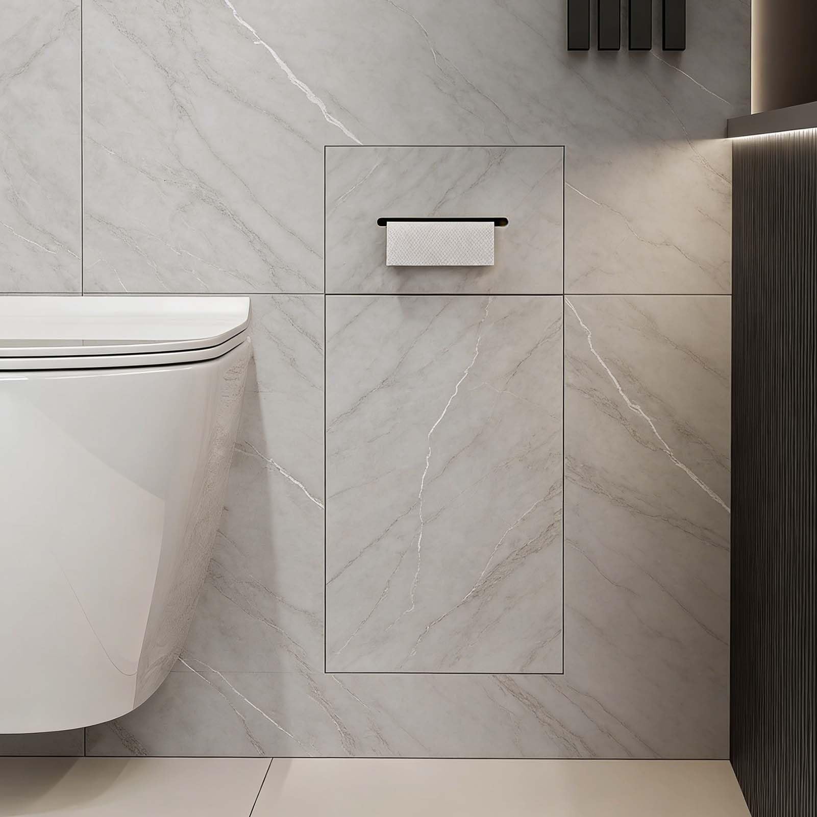Toilettenpapierhalter Unterputz Unsichtbare, Fliesbare Toilettenpapierablage mit Abfalleimer, Wandeinbau-Toilettenpapierhalter Fürs Badezimmer, Wasserdichter Edelstahl