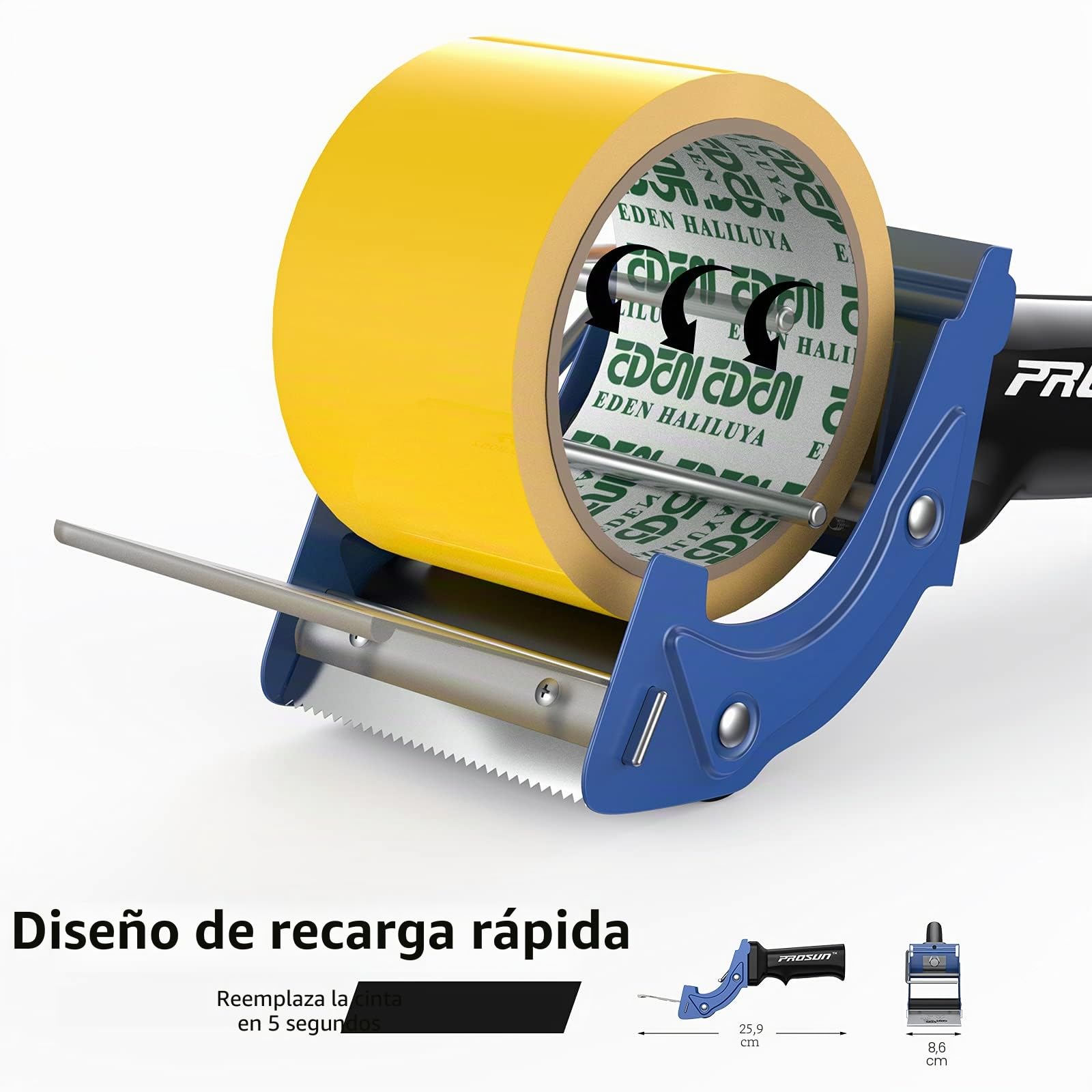 Dispensadores de Cinta Adhesiva con Mango Ergonómico, 75mm Dispensador de Cinta para fácil utilización en trabajos de empaquetado, Azul