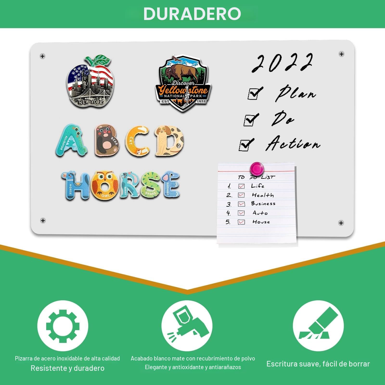 Placa Magnetica para Imanes, Tablero Magnetico para Imanes, Pizarra Magnético Grande Pared, Pizarra Adhesiva Pared para Imanes Nevera Refrigerador Gabinete (Blanco - 2 Paquetes)