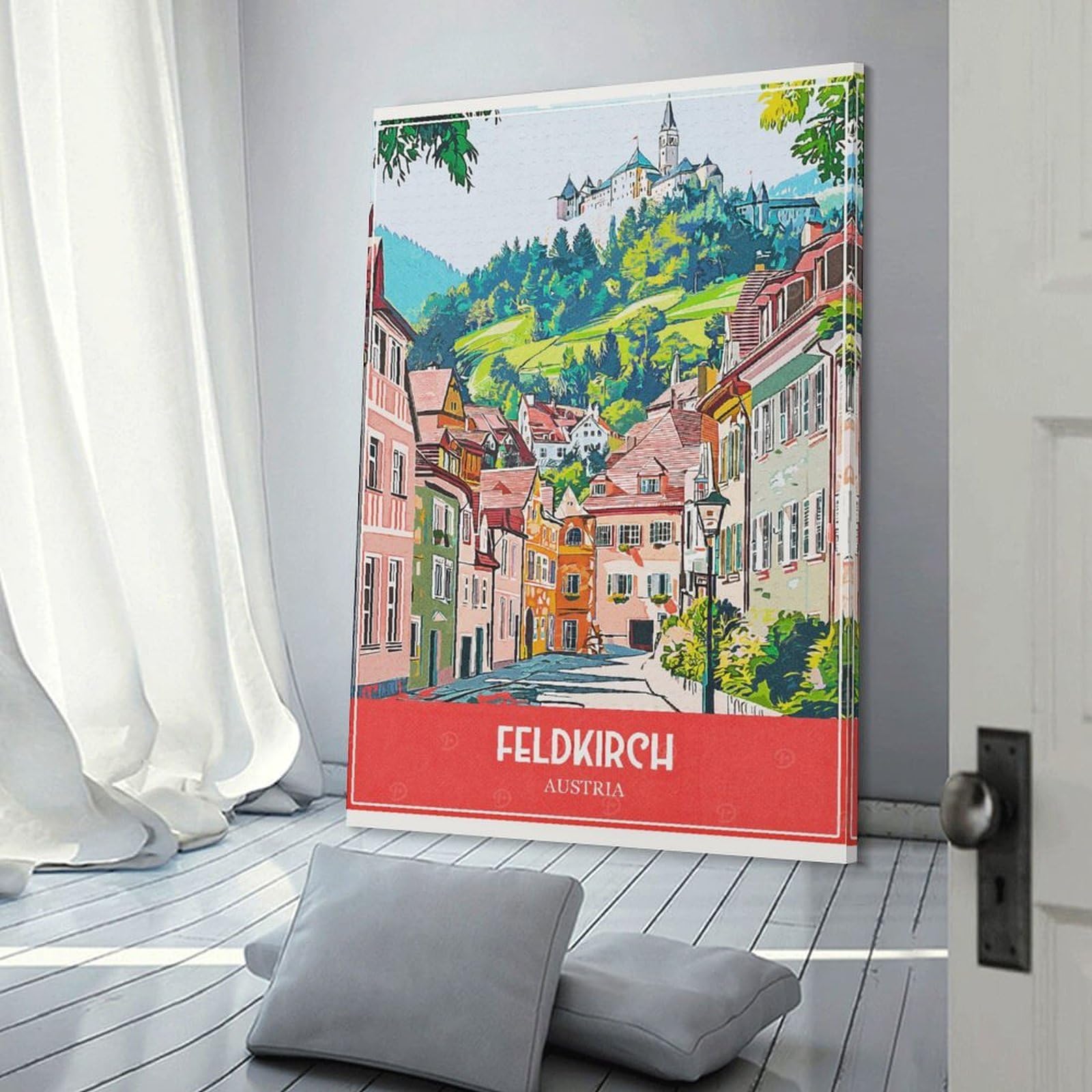 Junmoney Room Decor Wall Art Feldkirch Austria Travel, 20x30inch(50x75cm), for Gallery Wall Layouts in Home Or Office, Home Wall Art for Statement Displays