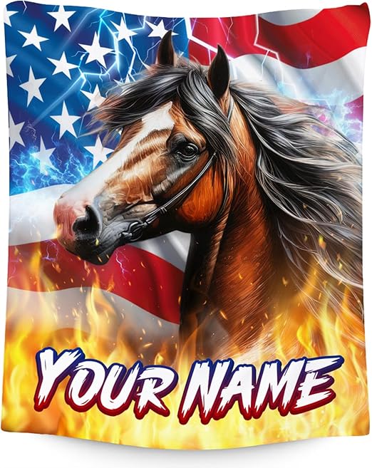 Blanket for Boys - Personalized Horse Gifts for Adults - Cool Cozy Fleece Throws for Office, Sofa - 4 Sizes
