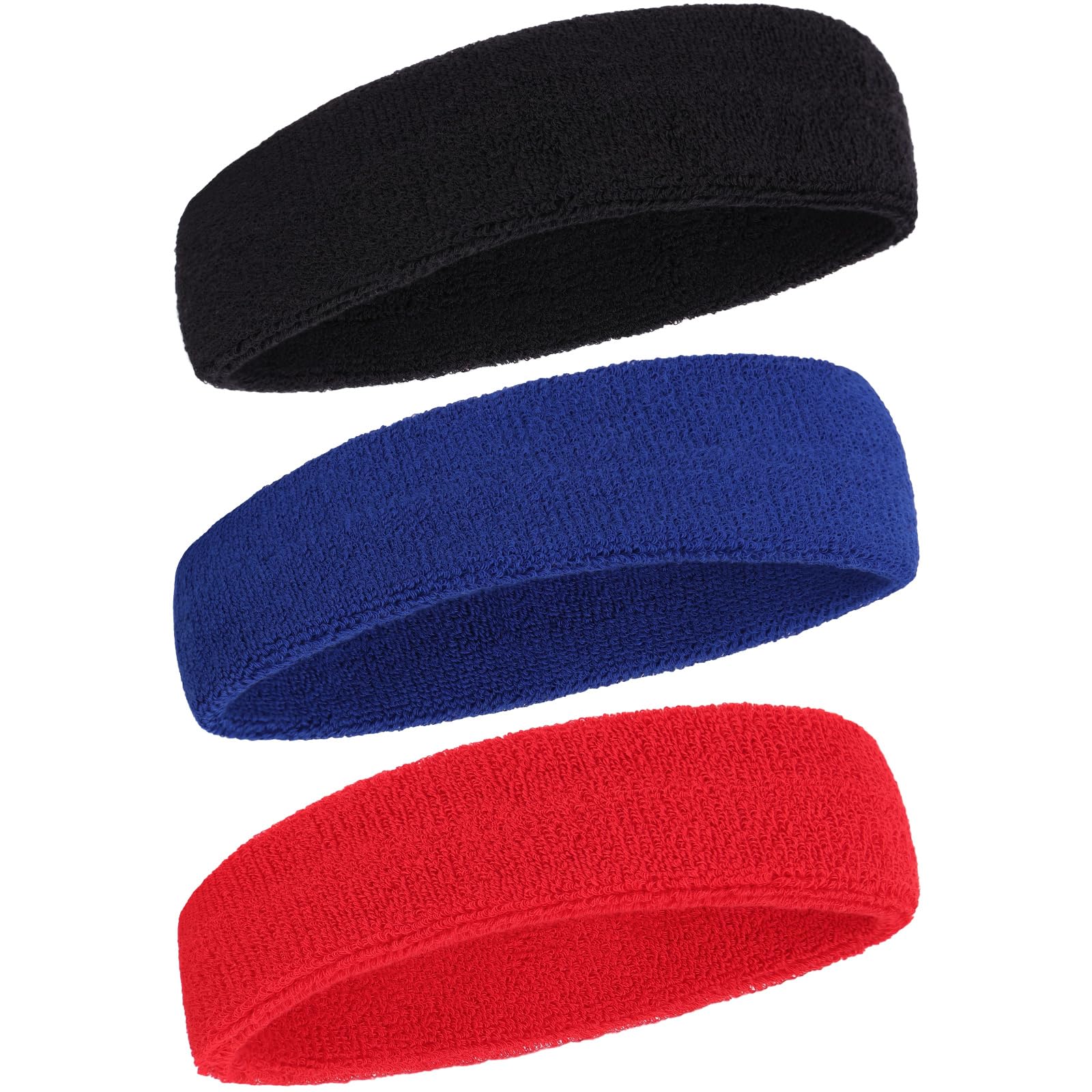 Sweatbands Sports Headband for Men and Women Terry Cloth Moisture Wicking Sports Sweatband for Basketball, Running, Working Out, Football, Cycling