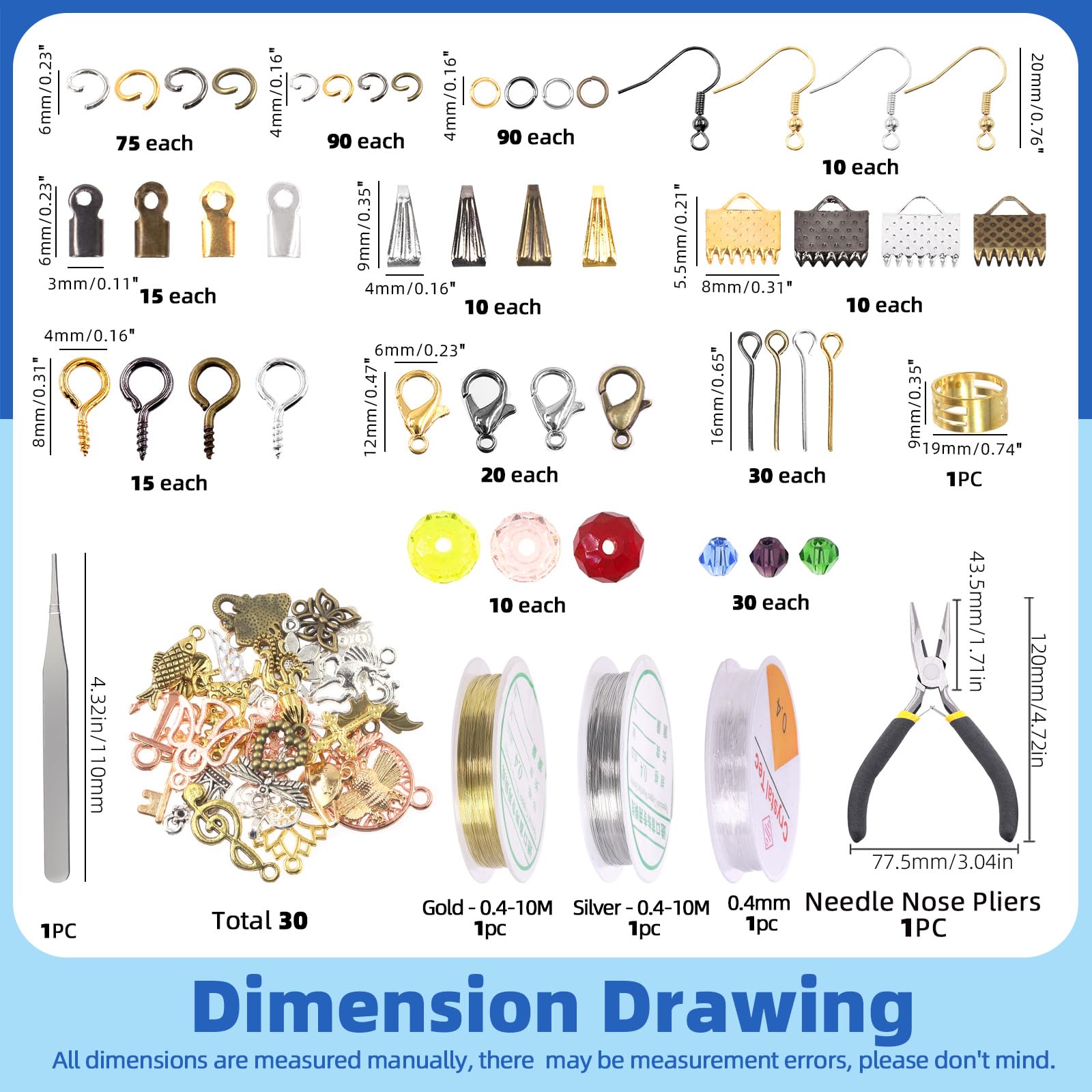 GLARKS 950Pcs Jewelry Making Supplies Kit With Tools, Pliers, Beading Wires - Image 2