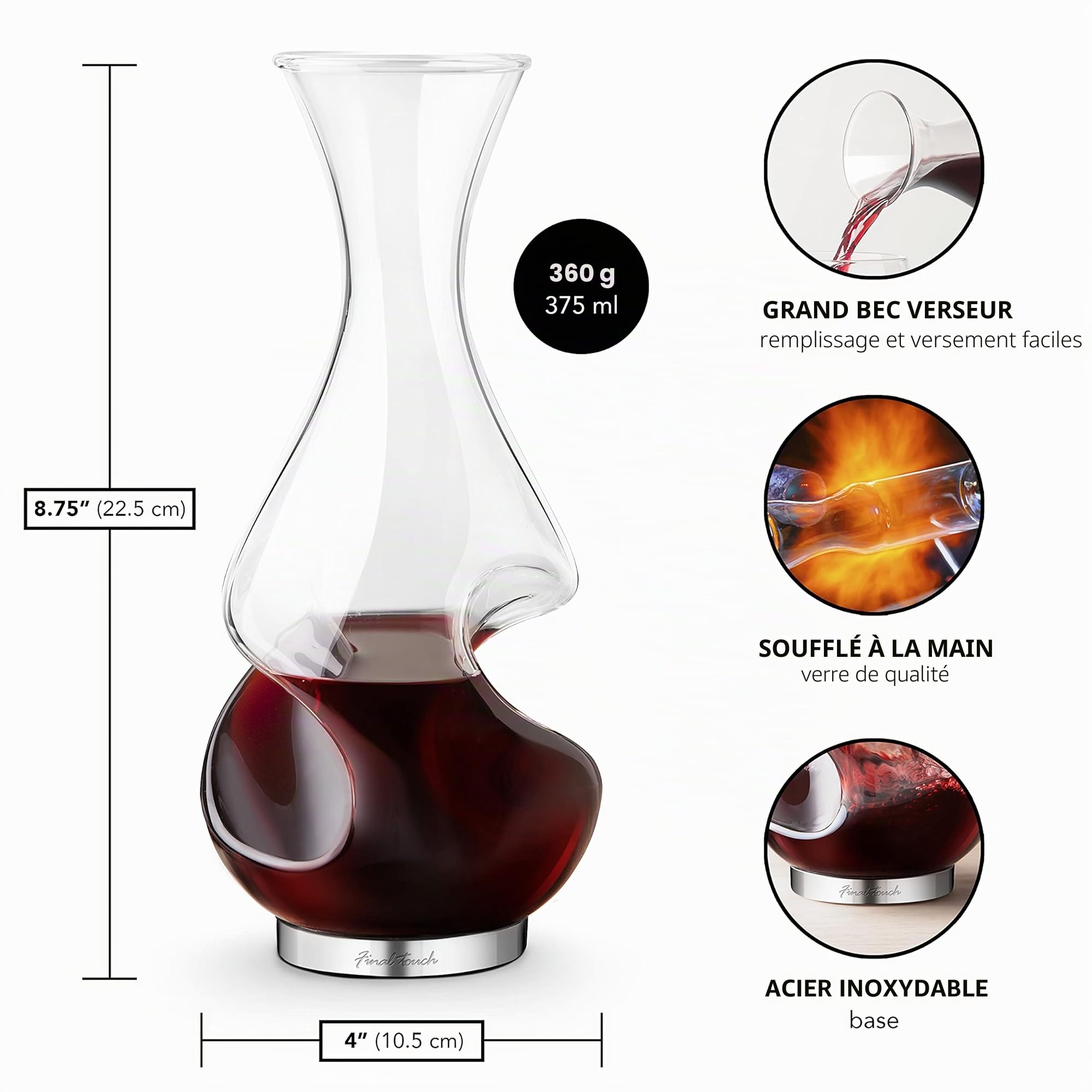 Final Touch Conundrum Aérateur de vin Decanter Potable Cadeau Clair,
