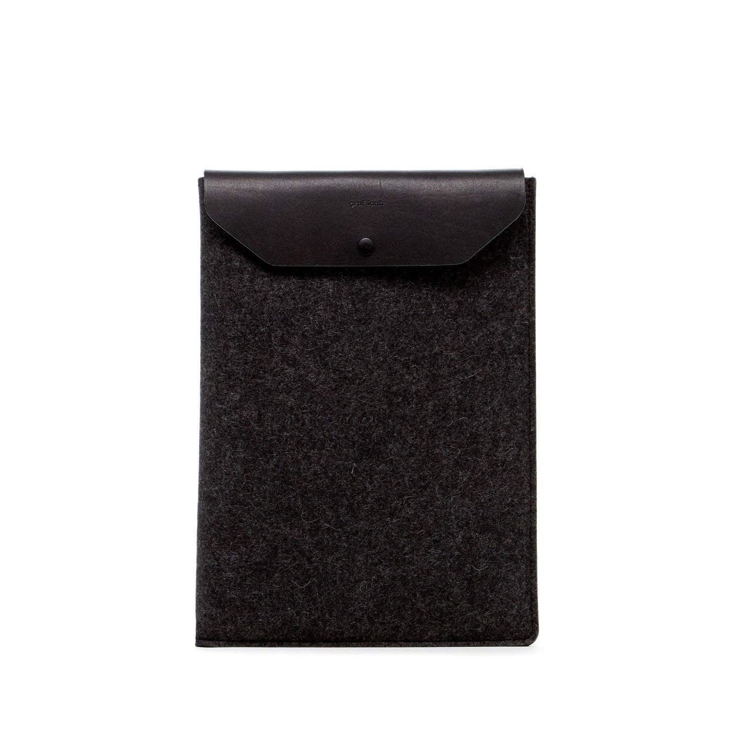 Graf LantzLaptop Computer Sleeve 13" - Merino Wool & Leather - Protective & Scratch Resistant (Charcoal)
