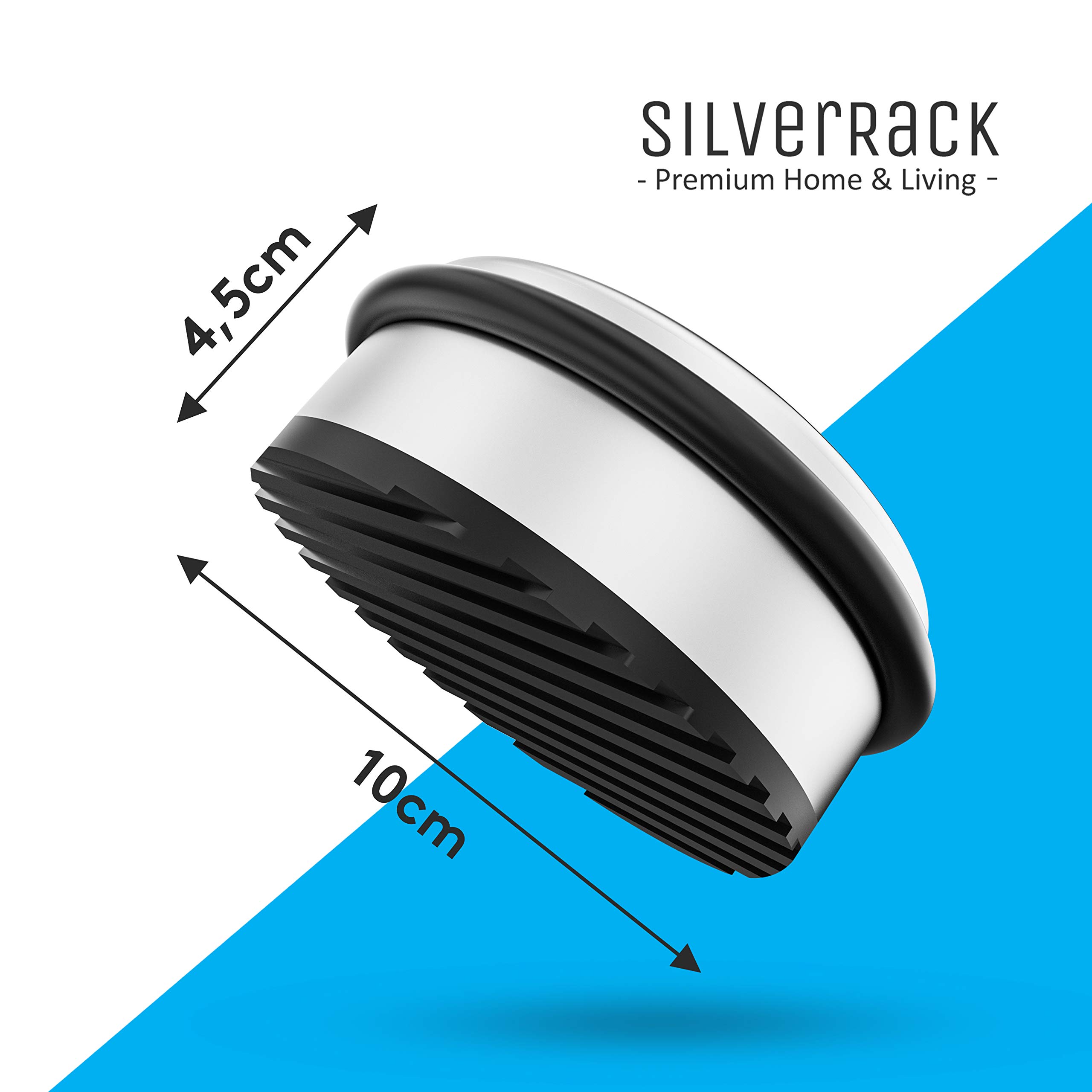 SilverRack Stoper do drzwi ze stali nierdzewnej [1 sztuka] + 1 dodatkowy stoper do drzwi – Premium stoper do drzwi, bez wiercenia, 1,1 kg, ciężki stoper do drzwi – 10 x 4,5 cm