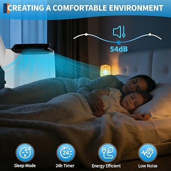 12000 BTU Portable Air Conditioner, 3-in-1 Indoor AC Unit with Cooling, Dehumidifier, Fan, Remote Control & Quiet Sleep Mode, Energy Efficient AC Conditioner for Rooms Up to 550 Sq. ft, White