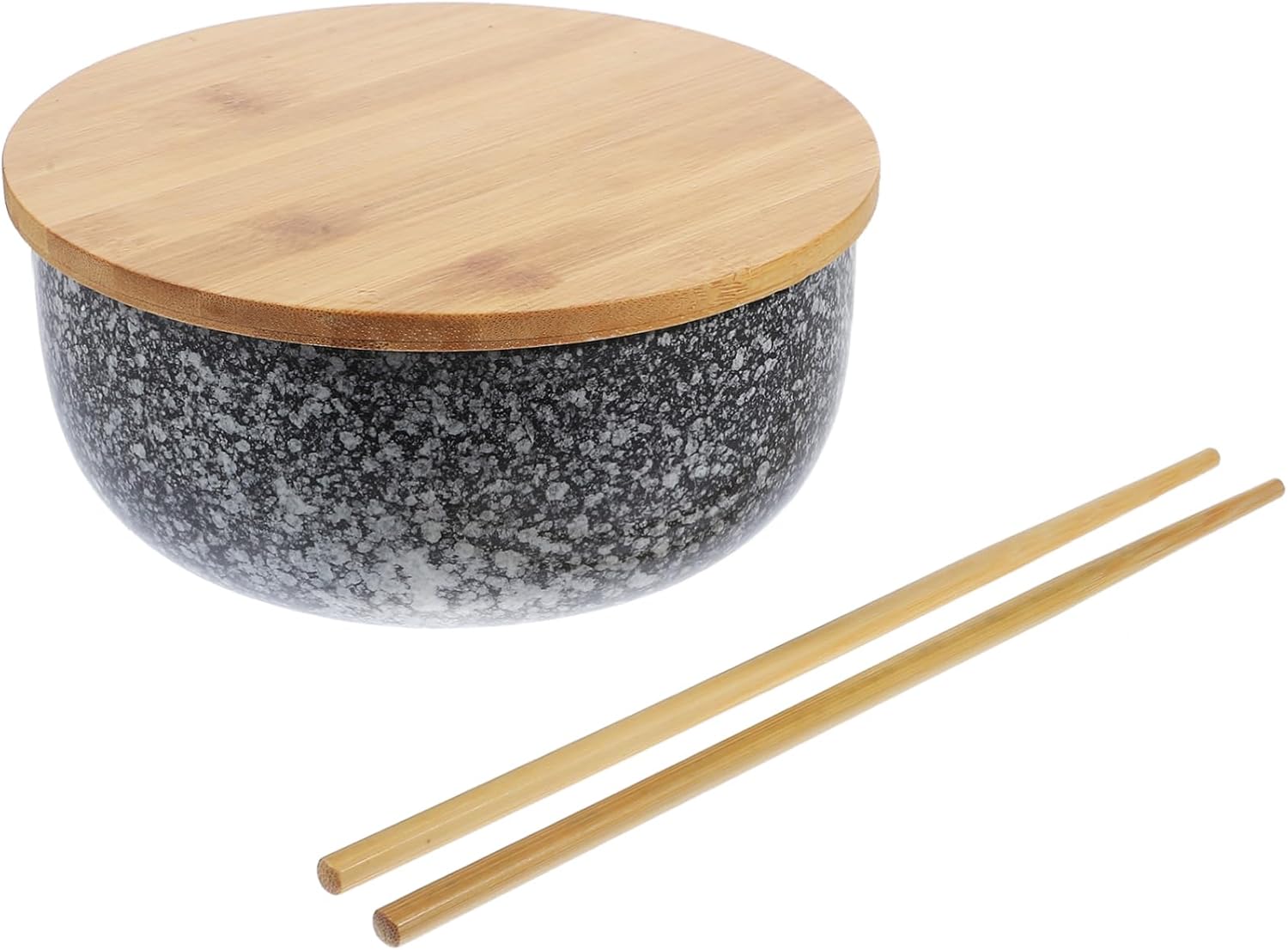 Cabilock Ceramic Soup Bowl Instant Ramen Noodles Bowl Multi-function Wear Resistant Bamboo Chopsticks Microwave Dishwasher Safe