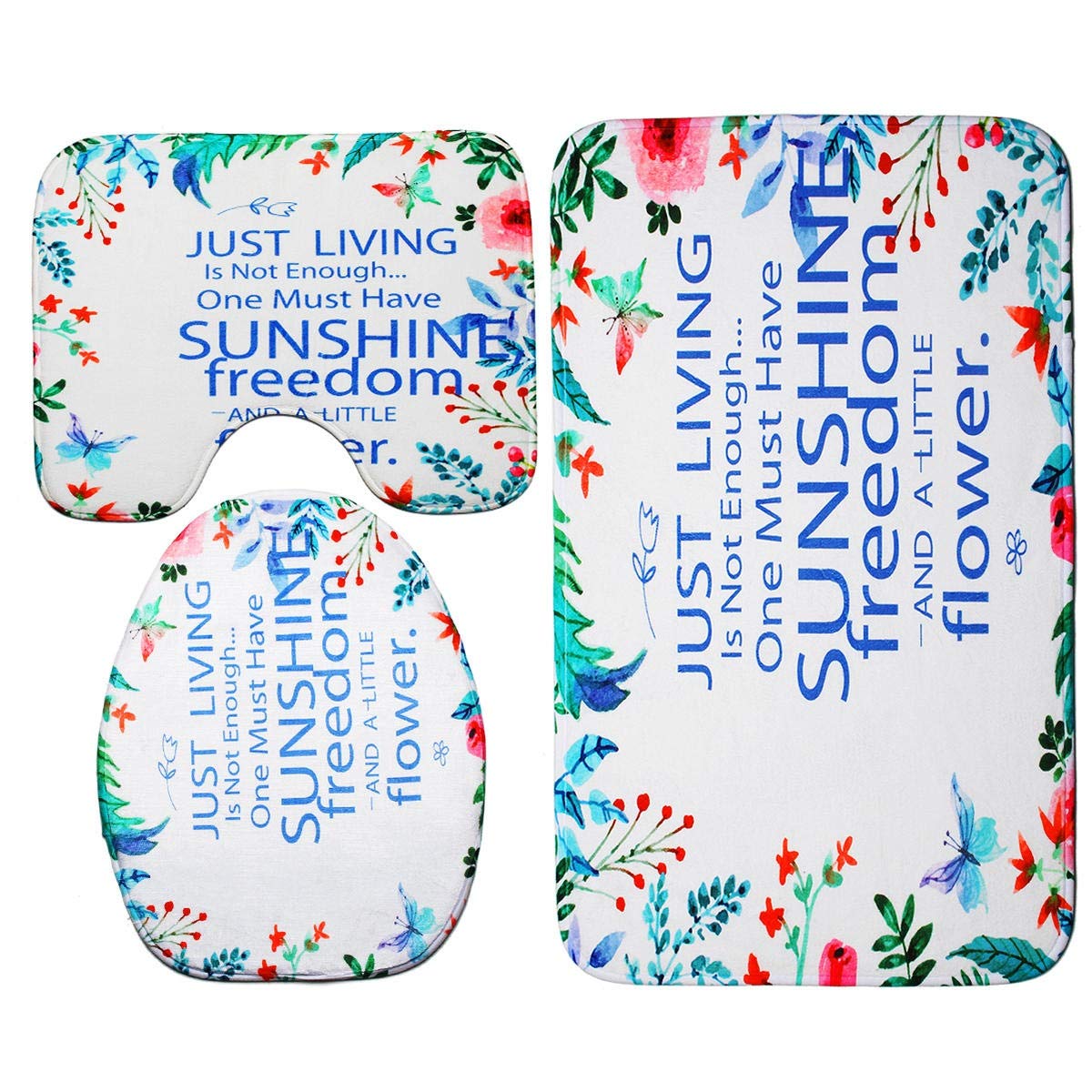 Caishuirong Bath Mats Non-Slip Rug Set - 45 X 70 Cm Sunshine Waterproof Bathroom Shower Curtain Toilet Cover Mat For corridor, bathroom (Color : Blue, Size : One size)