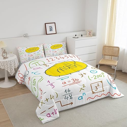 Miniatura 2 de Juego de edredón de ecuación matemática, ropa de cama individual de ciencia de geometría matemática para niños, niñas, adolescentes, juego de ropa