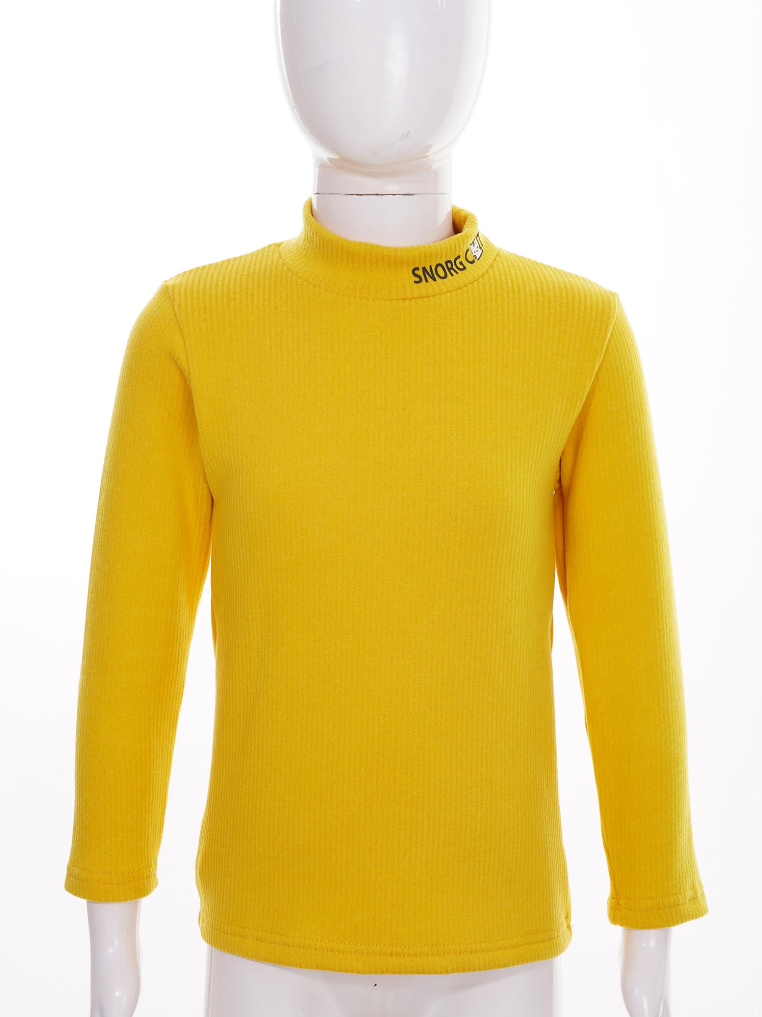 JanJean Baby Boys Girls Turtleneck Long Sleeve Underwear Tops Kids Soft Cotton Pullover T-Shirts Solid Color Warm Tees Yellow 15-16 Years