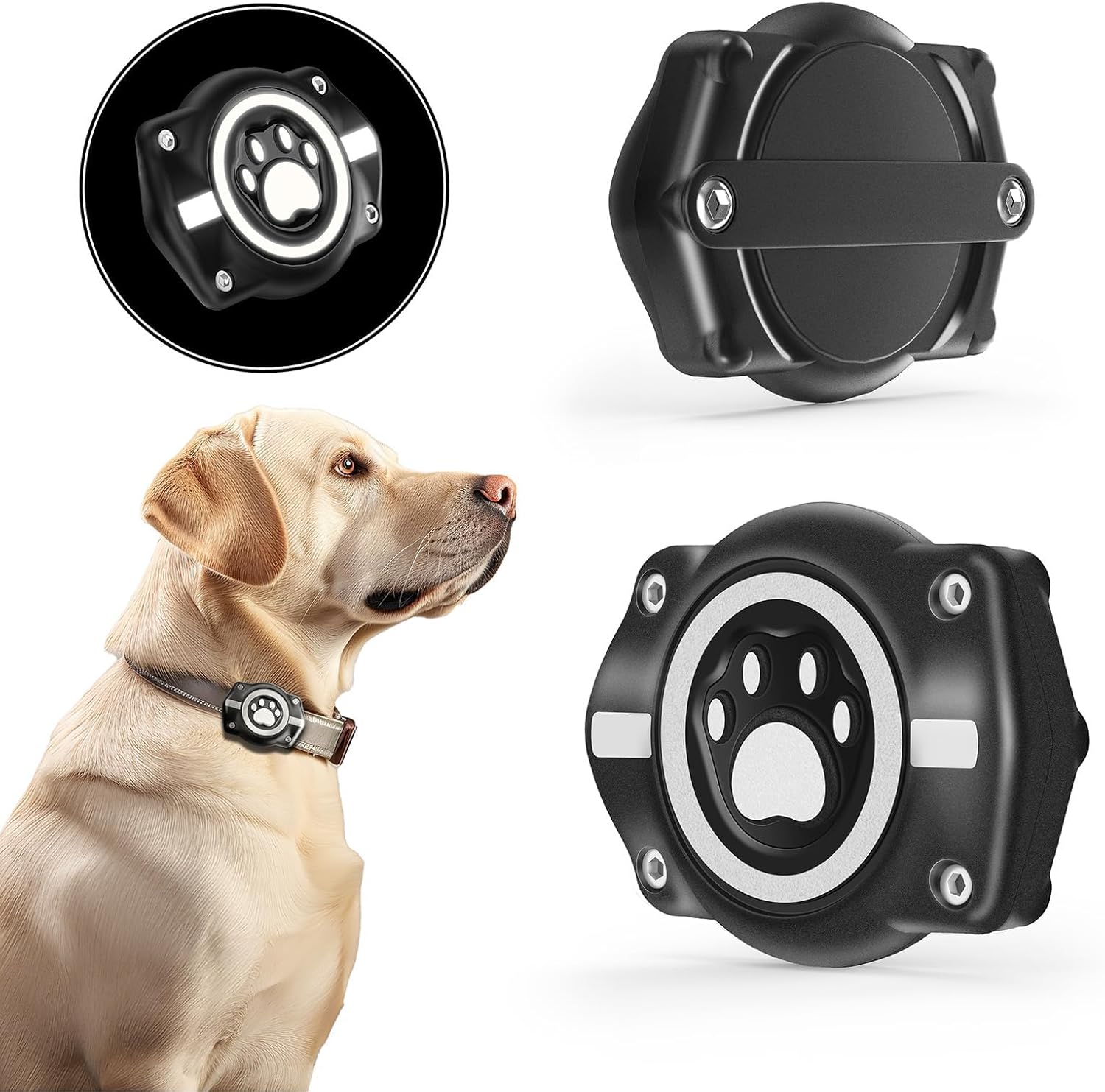 AirTag Dog Collar Holder, 100% Waterproof Air Tag Mount, Compatible with Apple Air Tag for Dogs & Cat Collars, Ultra-Durable Dog Collar AirTag Holder - Fits All Width Collars (4 Pack)