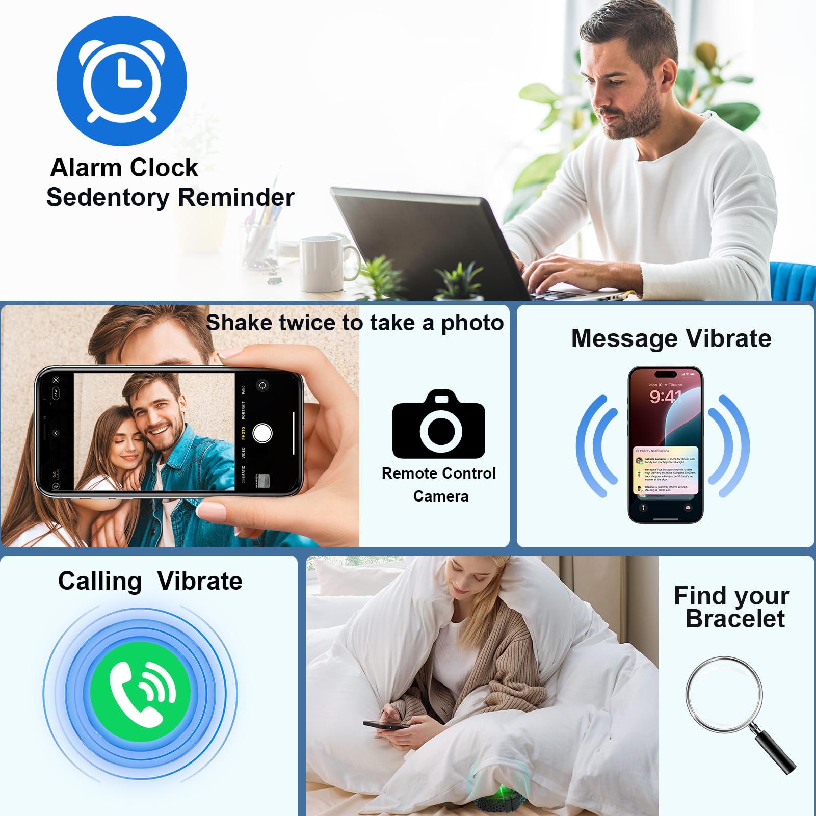 Smart Bracelet for Men Women,24/7 Activity & Fitness Trackers Band,Sleep Tracking/Heart Rate/Blood Pressure/ SpO2/ Steps Monitor,170+ Sport Modes Smart Wristband with Free APP 2 Bands -Black