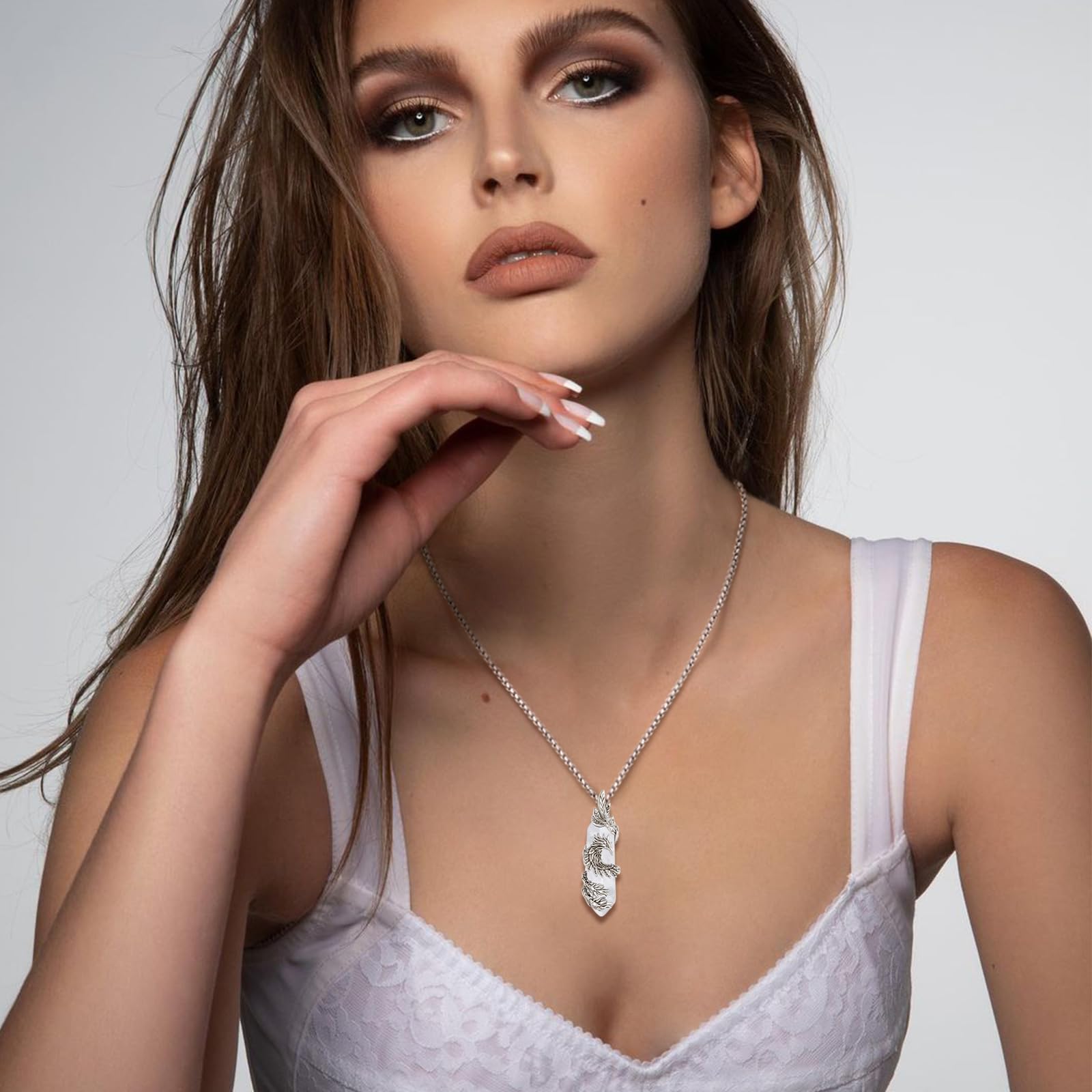 INFUSEU Collar Con Colgante Gato Cristal, Collar De Cristales Esféricos Joyería Animales Curativos De Gato Regalo De Cristal Gótico para Mujeres Niñas