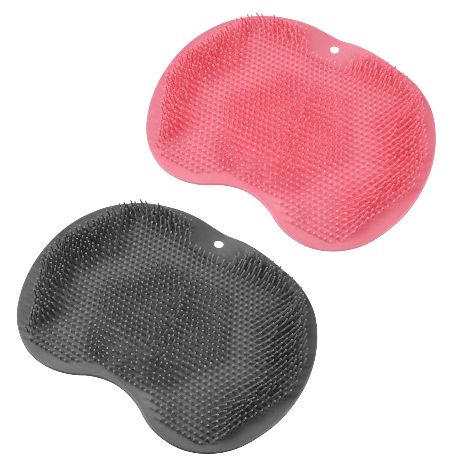 Photo 1 of 2PACK Shower Foot Scrubber Mat,Wall Mounted Back Scrubber Silicone Bath Massager Cushion Brush with Non-Slip Suction Cups,Foot Scrubber for Use in Shower for Improve Skin Exfoliation(Grey&Pink)