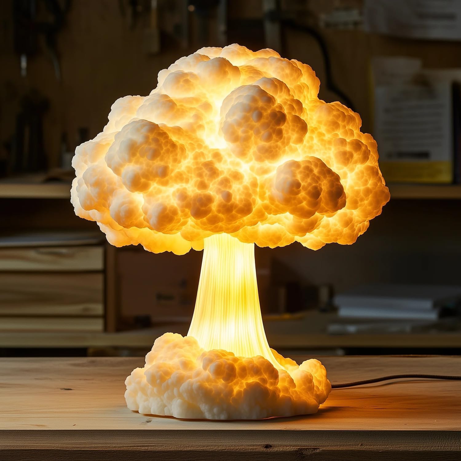 WZYFFF Atomic Bomb Blast Mushroom Cloud Table Lamp, 3D Mushroom