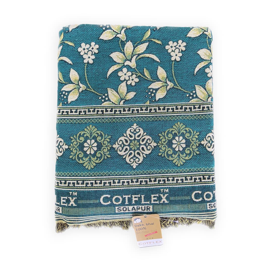 COTFLEX Original Solapur Chaddar Queen Bed Cotton Blanket (Mor Pankhi)-image-43