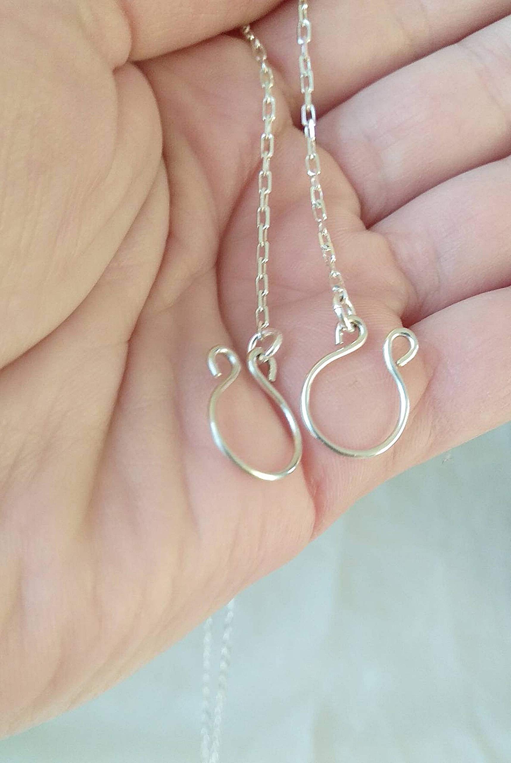 Handgefertigter Nippelschmuck mit O-Ring Choker und Silberketten | Hochwertiges Metall, Baumelnde Silberketten, Fake Nippelpiercing