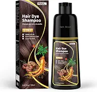 IIIMEIDU Shampoo de tintura de 3 em 1 shampoo instantâneo para de ingredientes herbais para mulheres e para mim capa de xampu 3 em 1-100% de cobertura cinza 150ml (Marrom escuro)
