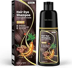 IIIMEIDU Shampoo de tintura de 3 em 1 shampoo instantâneo para de ingredientes herbais para mulheres e para mim capa de xampu 3 em 1-100% de cobertura cinza 150ml (Marrom escuro)