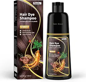 IIIMEIDU Shampoo de tintura de 3 em 1 shampoo instantâneo para de ingredientes herbais para mulheres e para mim capa de xampu 3 em 1-100% de cobertura cinza 150ml (Marrom escuro)