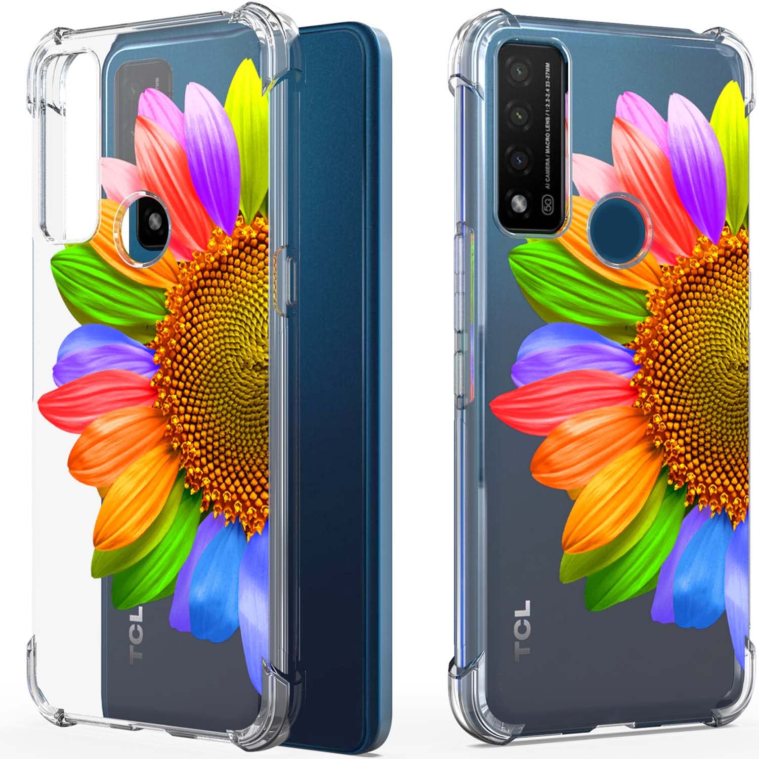 CoverONDesigned for TCL 20 R 5G / TCL Bremen Case, Slim Flexible TPU Clear Phone Cover - Sunflower