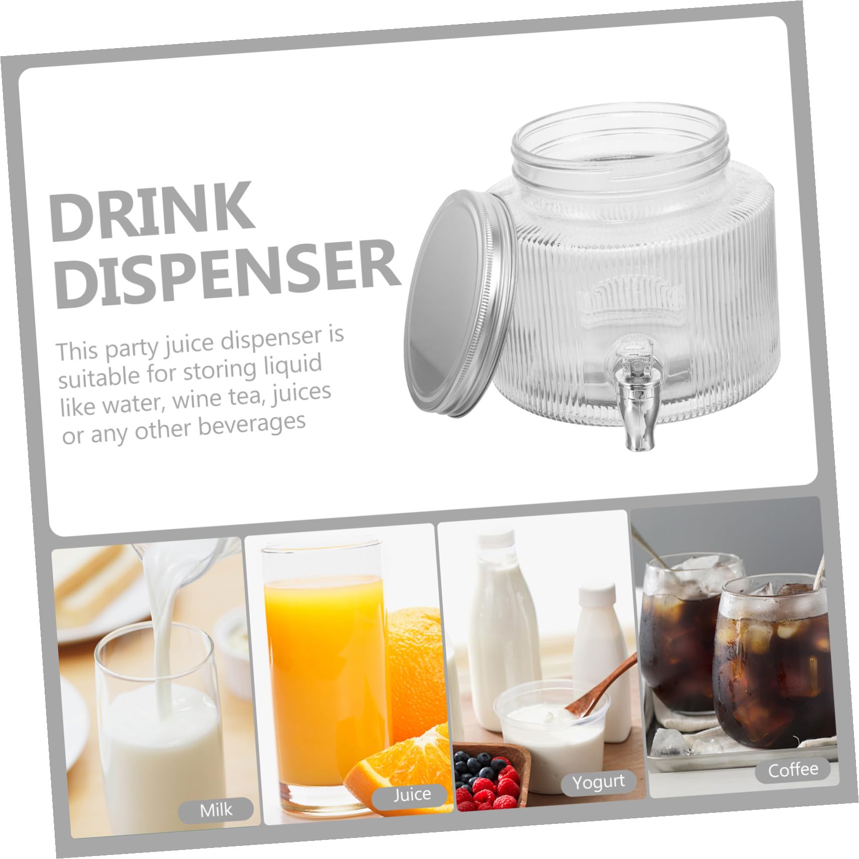 Cabilock Dispensador de Bebidas de Vidrio con Grifo y Jugos Frasco Sellado para Bebidas Refrescantes para Eventos y Reuniones Grandes
