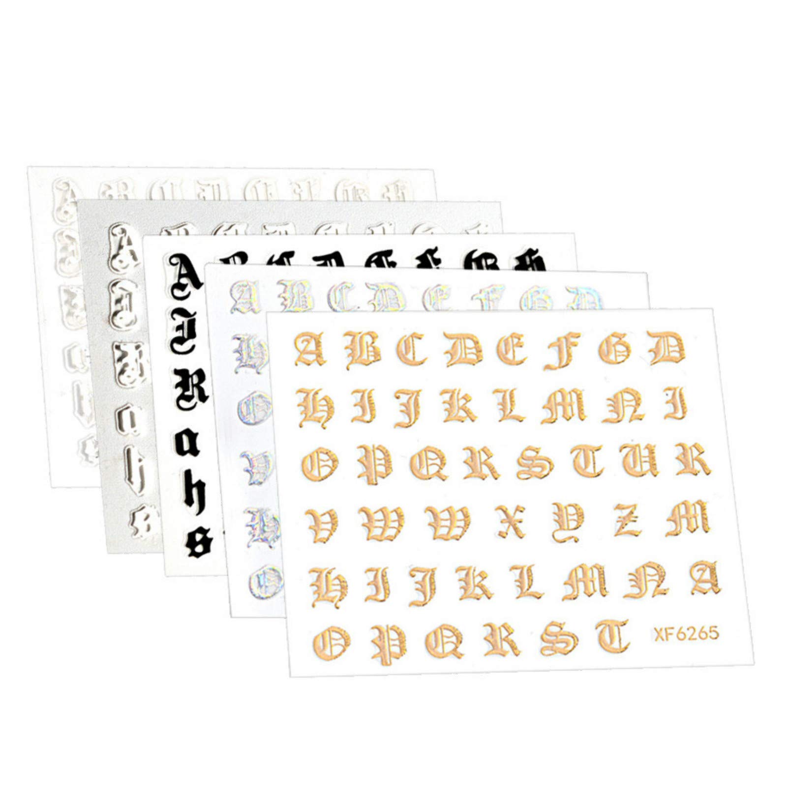 Fan-Ling Nail Art Stickers Letter Reflections Tape Adhesive Foils DIY Decoration,Bronzing Alphanumeric Sticker Nail Sticker,Magic Nail Art Manicure Tool, for Professional Salon or Family use (15)
