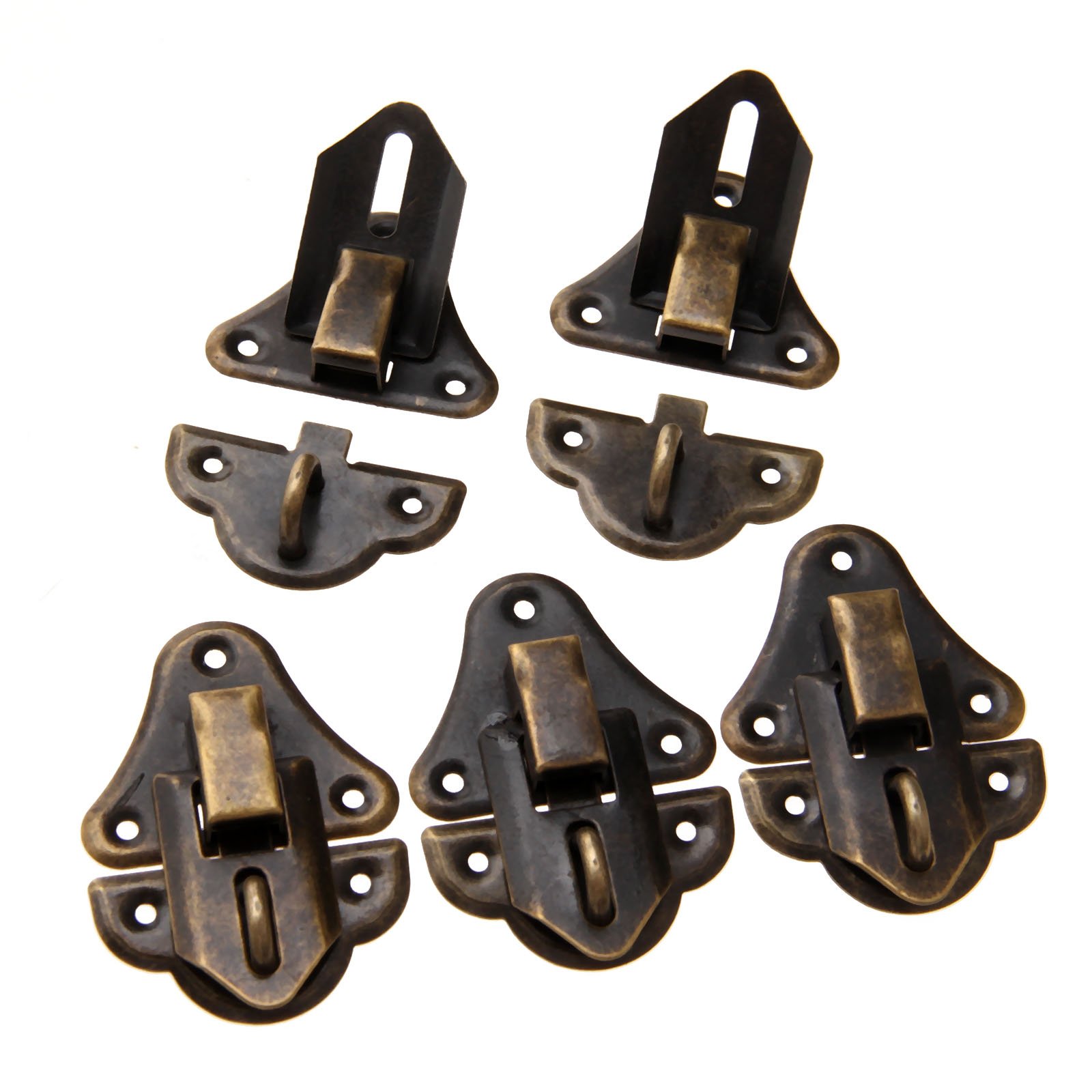Dophee 5Pcs 48x35mm Vintage Decorative Cabinet Latches Hasp Pad Lockable Clasp for Jewelry Wooden Box Case Chest