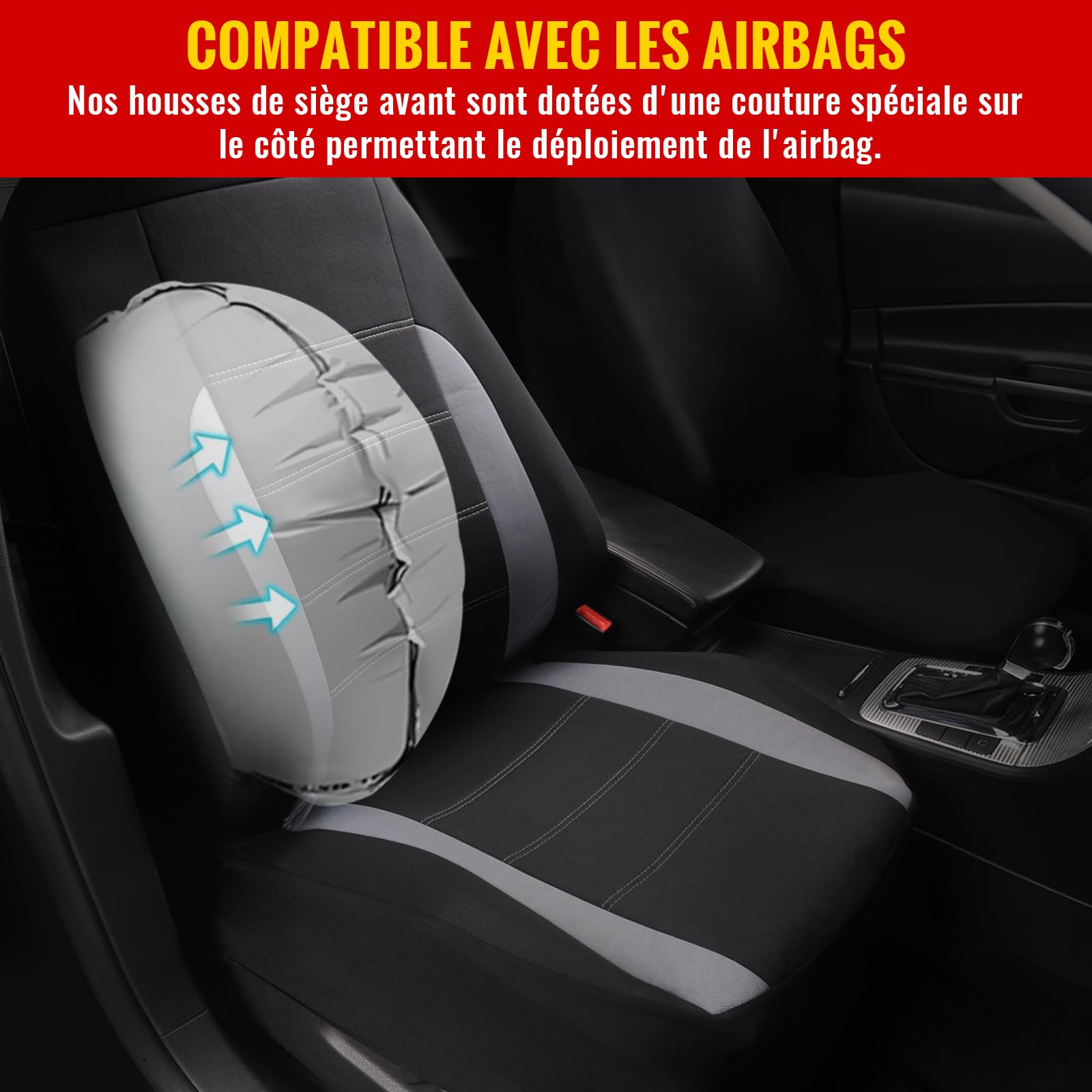 AUTOYOUTH Housses de Siège de Voiture Avant Universelles, Ensemble de Housses Siège Auto Universel, Accessoire Voiture Tuning, Gris