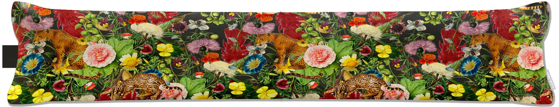 Izabela Peters Charcoal Luxurious Eco-Friendly Draught Excluder - Junglescape - Standard - Window Door Seal, Fabric Draft Excluder Cushion Stopper For Door Bottom
