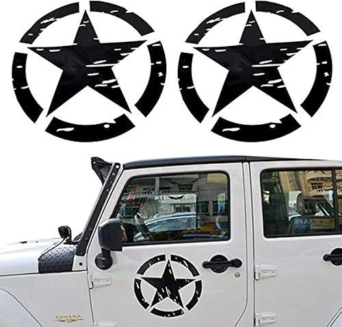 u-Box Adhesivo para carrocería de automóvil, estilo militar, con logotipo de estrella negra, kit de calcomanías para todos los vehículos, Jeep