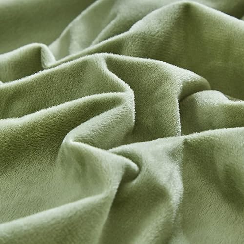Miniatura 6 de Wellboo Juego de funda de edredón de felpa verde tamaño individual, funda de ropa de cama de terciopelo verde salvia, funda de edredón suave de