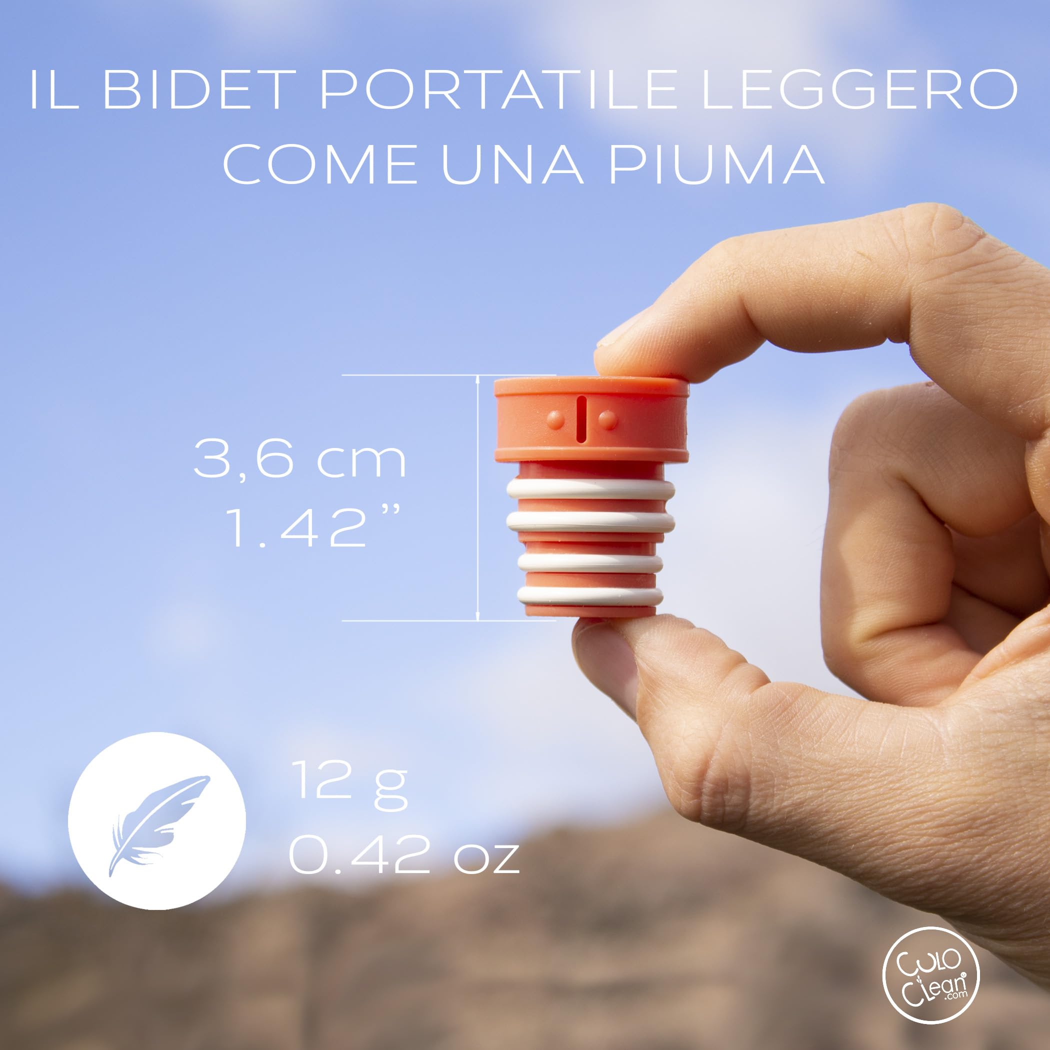 CuloClean Bidet Portatile da Viaggio. Bide Portatile Compatibile con Qualsiasi Bottiglia di Plastica. Ecofriendly, L'igiene intima, Camper, Universale (1pcs Corallo)