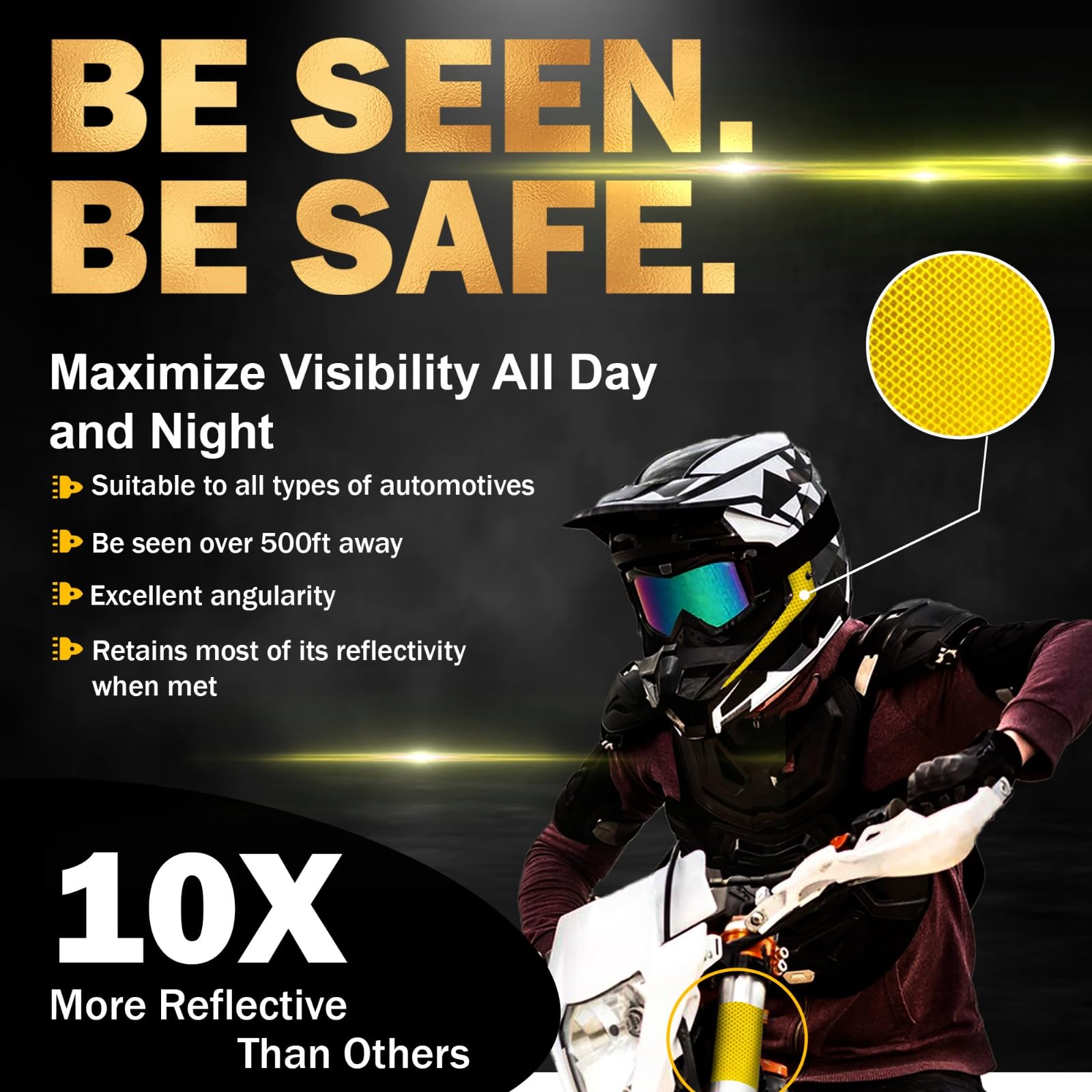 Hecho de cinta reflectante 4090 de grado de diamante para exteriores, tiras de alta visibilidad, seguridad, impermeable, llamativo, fuerte adhesivo, para vehículos, remolques, coches, camiones