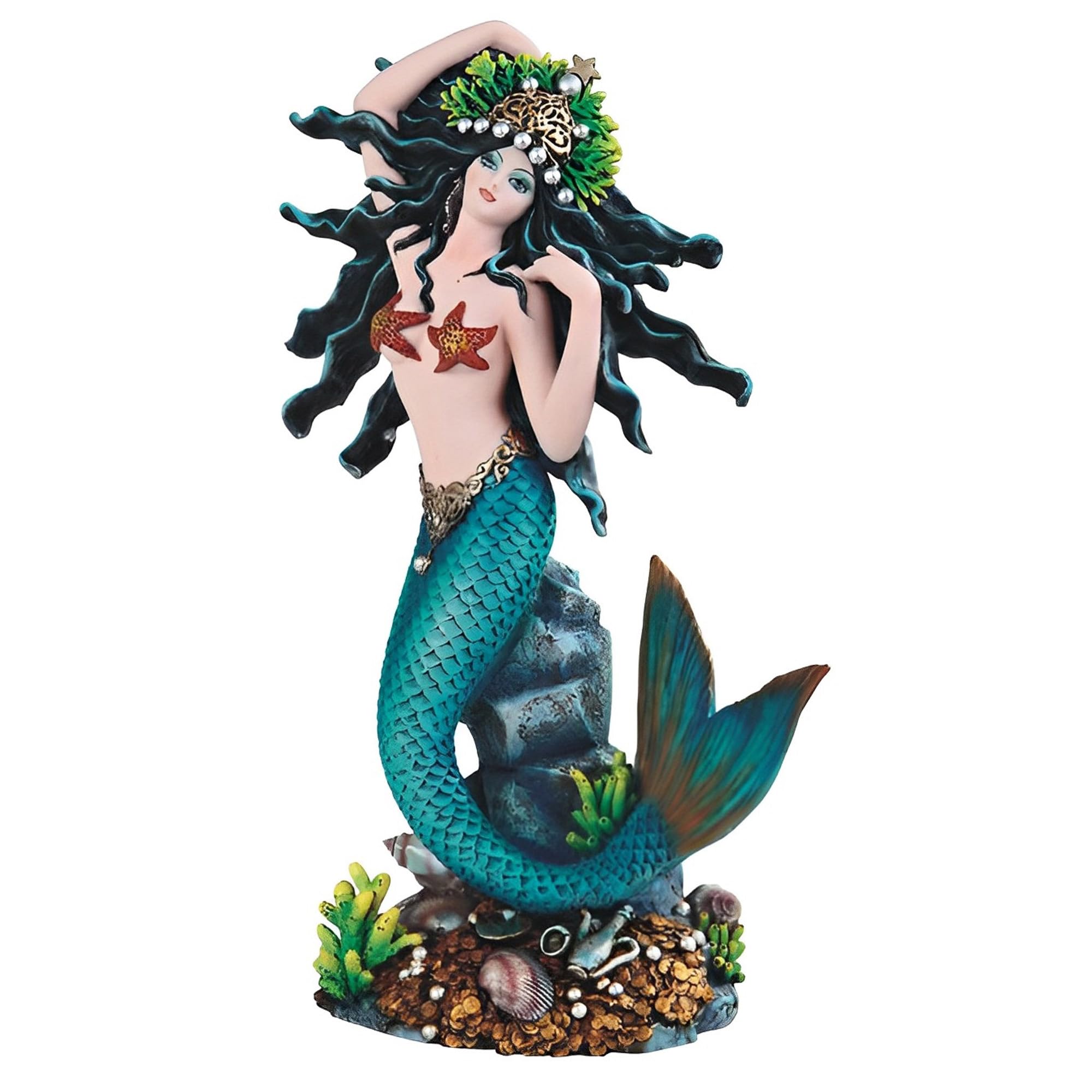 ICE ARMOR 11" H Turquoise Princess Mermaid Statue Fantasy Decoration Figurine