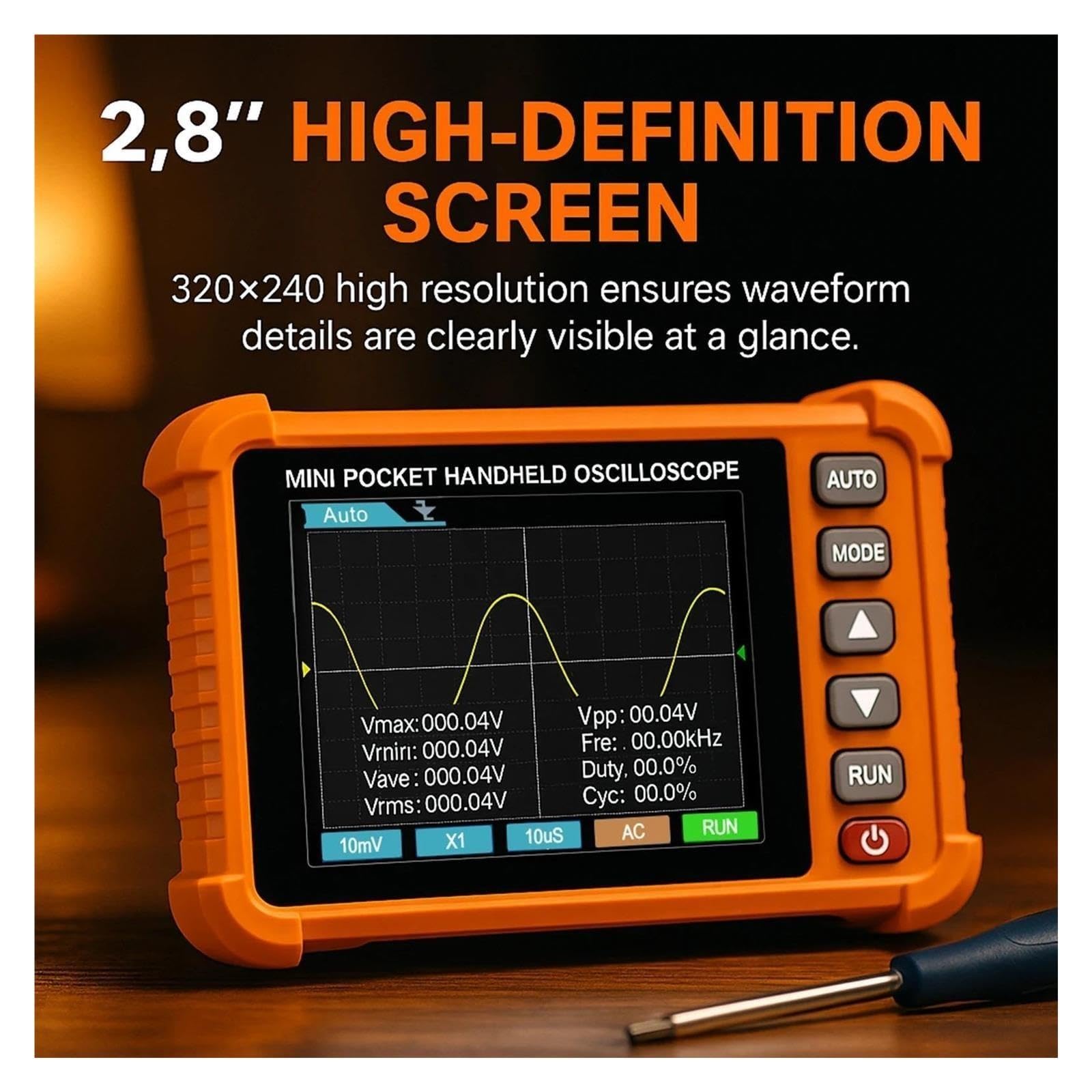 Osciloscopio digital, Osciloscopio portátil BT-500K 500kHz 2,5 MS/s alcance Digital de bolsillo,8 LCD herramienta reparación tipo C