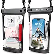 Large Waterproof Phone Pouch, 2Pack Floating Waterproof Bag for iPhone 17 16 15 Pro Max Galaxy S26 S25 S24 Ultra All Phones, Cell Phone Dry Bag for Beach Swimming Rafting Boating (Black + Black)